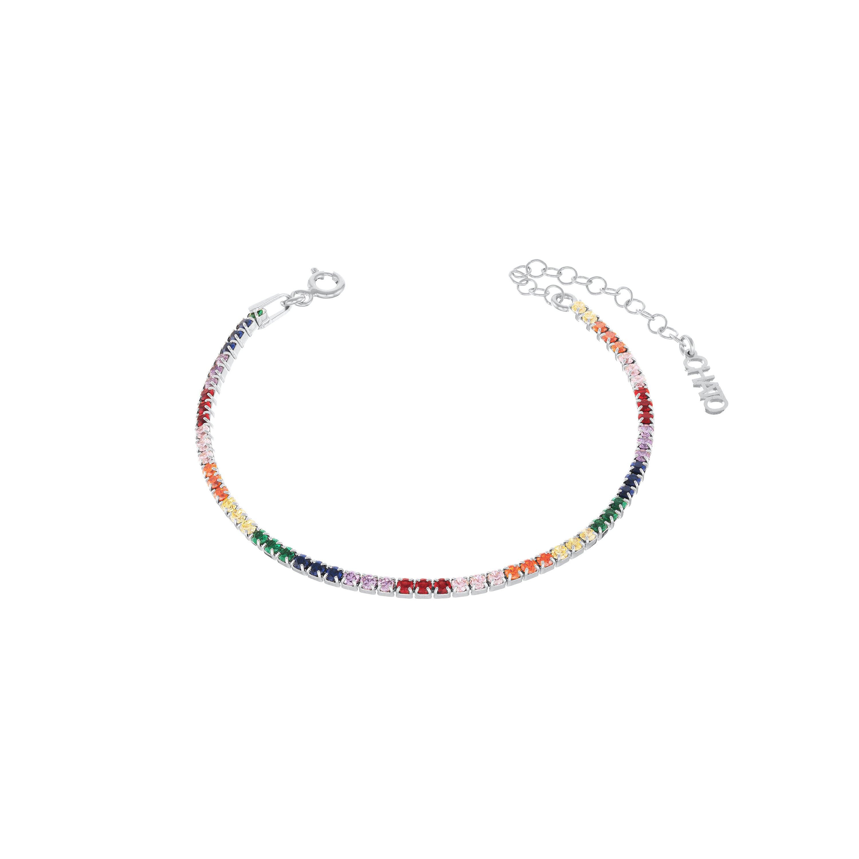 Tennis Bracelet - Silver Rainbow - 2mm