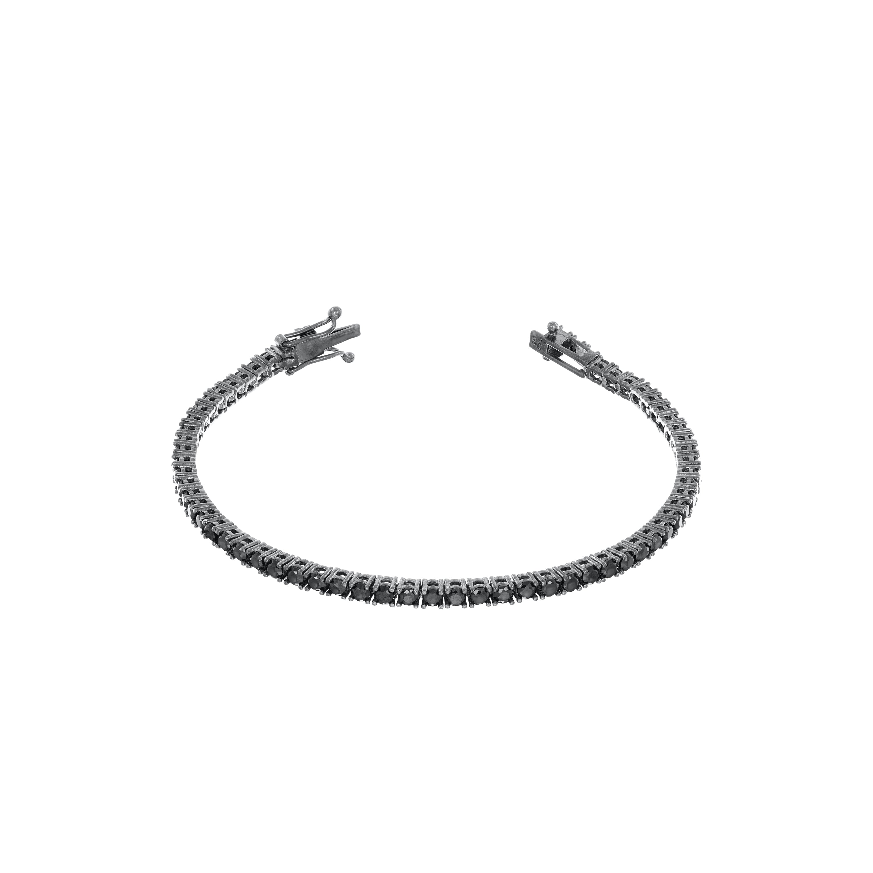 Tennis Bracelet With Box Clasp - Black