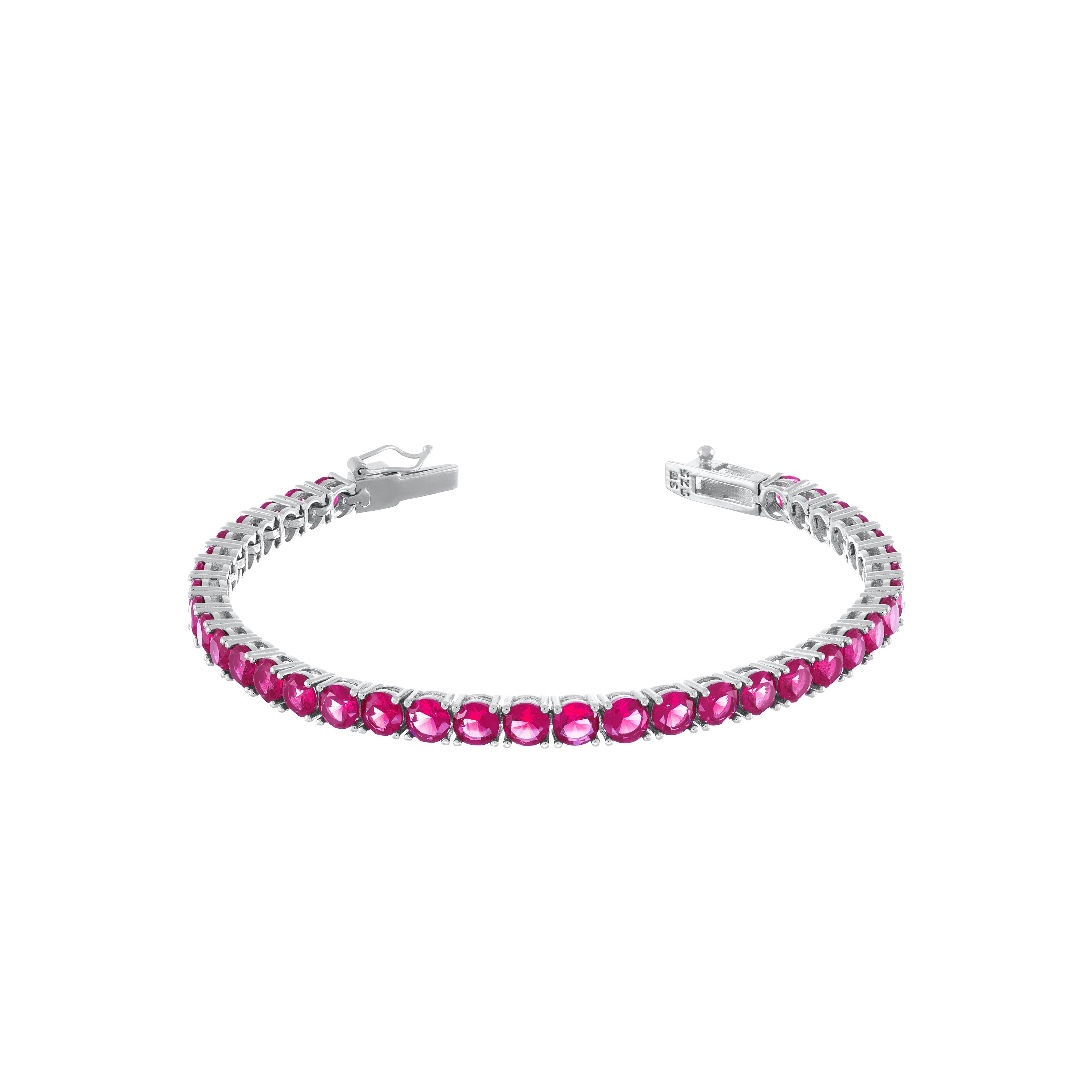 Tennis Bracelet With Box Clasp - Colored