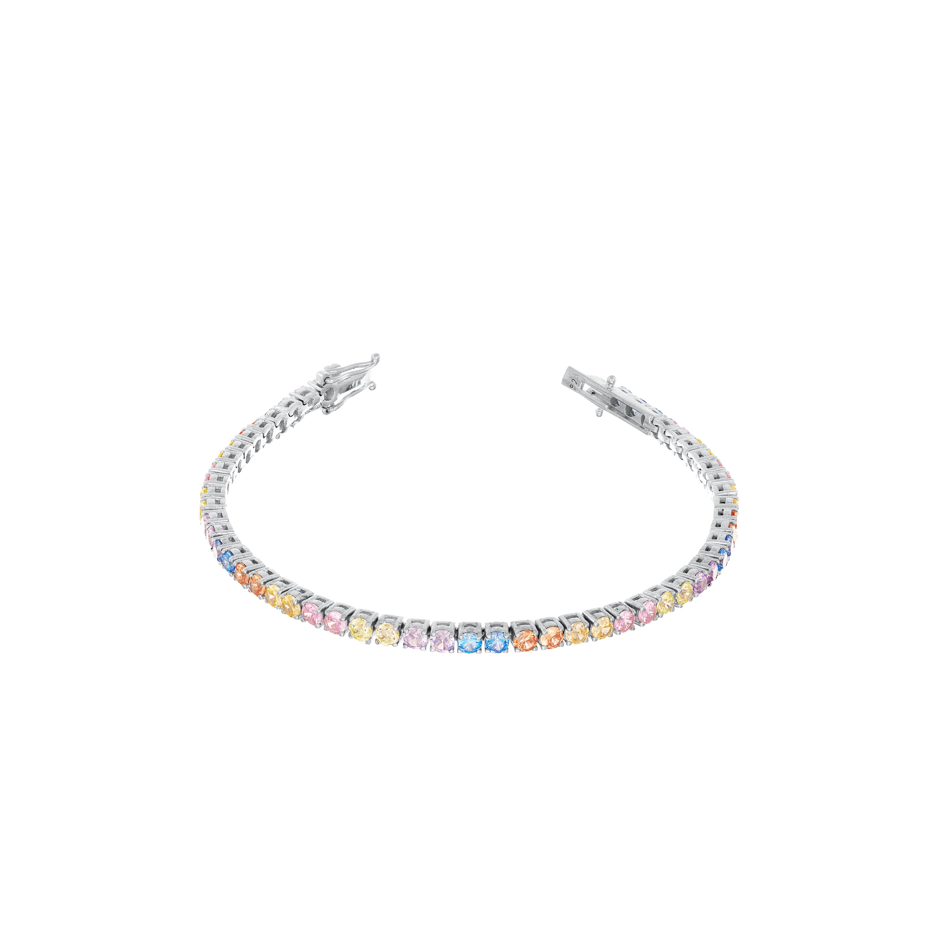 Tennis Bracelet With Box Clasp - Colored