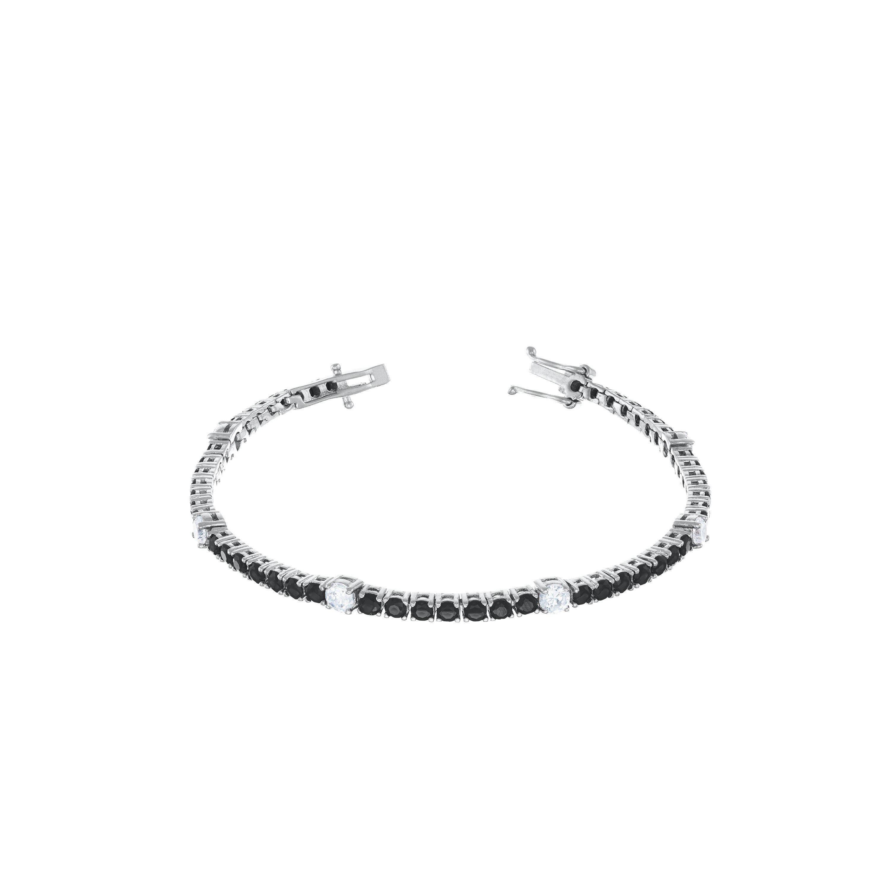 Tennis Bracelet With Dot Round Cut Cubic Zirconia - Silver 2.5mm / 3.5mm