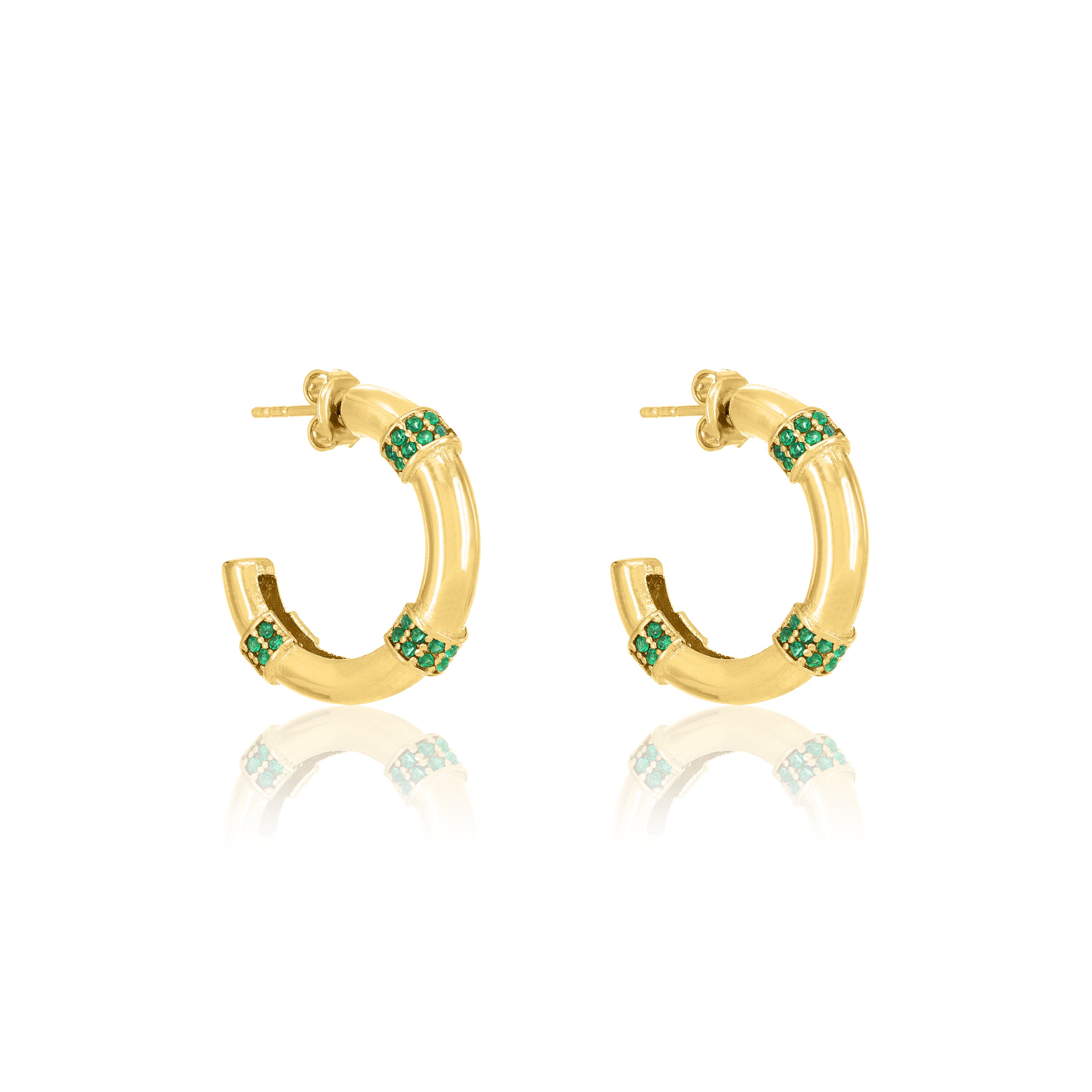 Three Cubic Zirconia Stripes Open Hoop Earrings