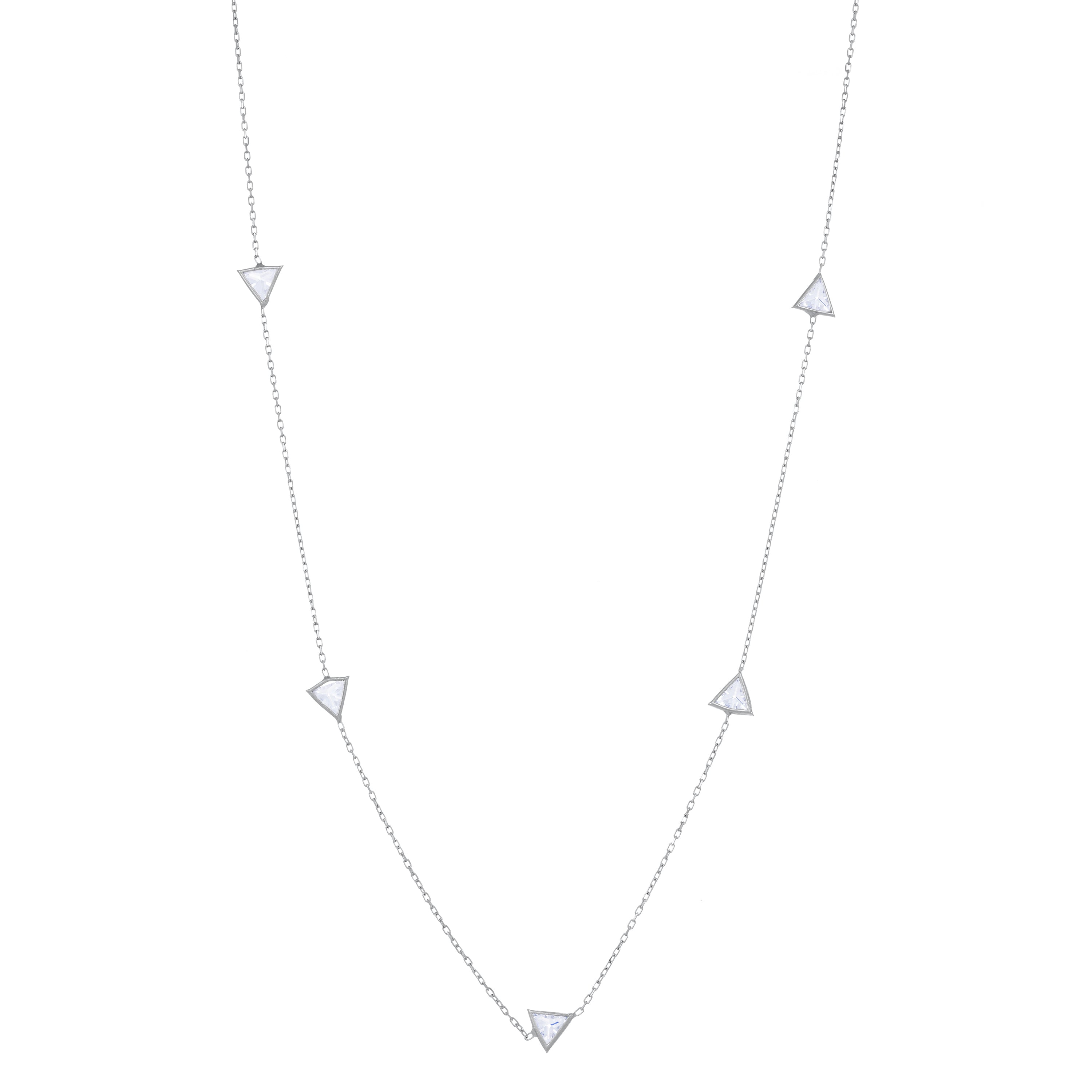 Triangular Bezel Long Chain Necklace