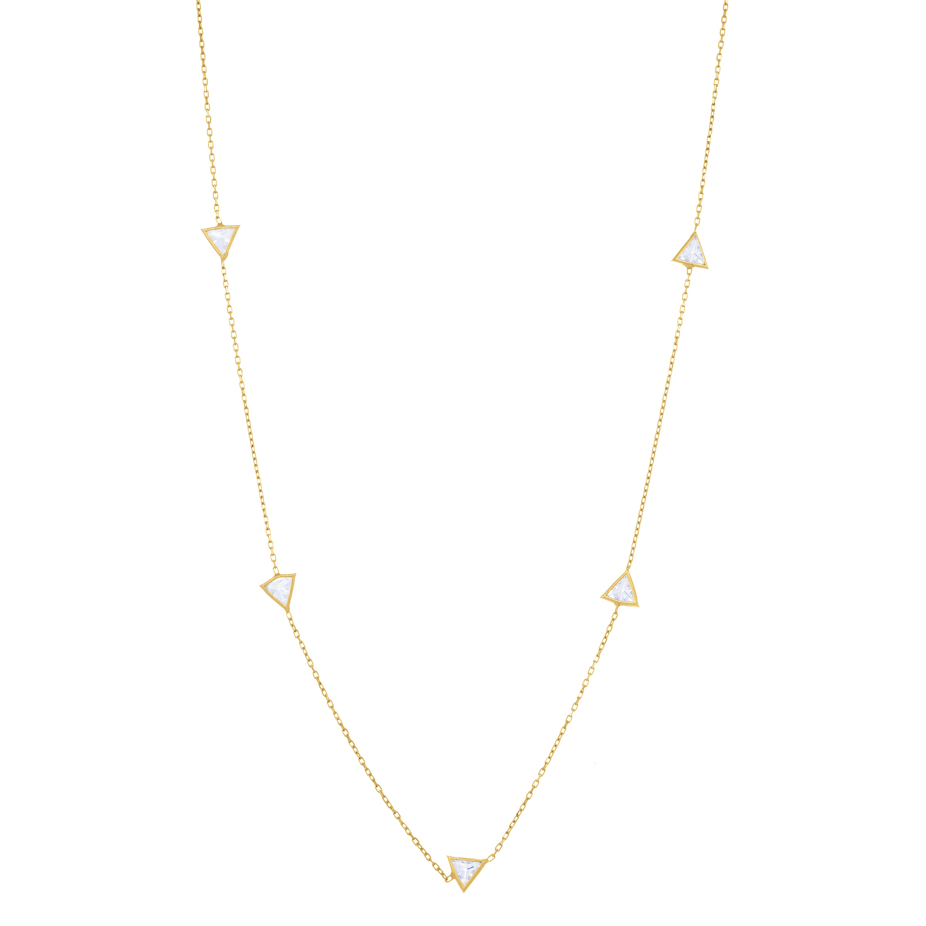 Triangular Bezel Long Chain Necklace