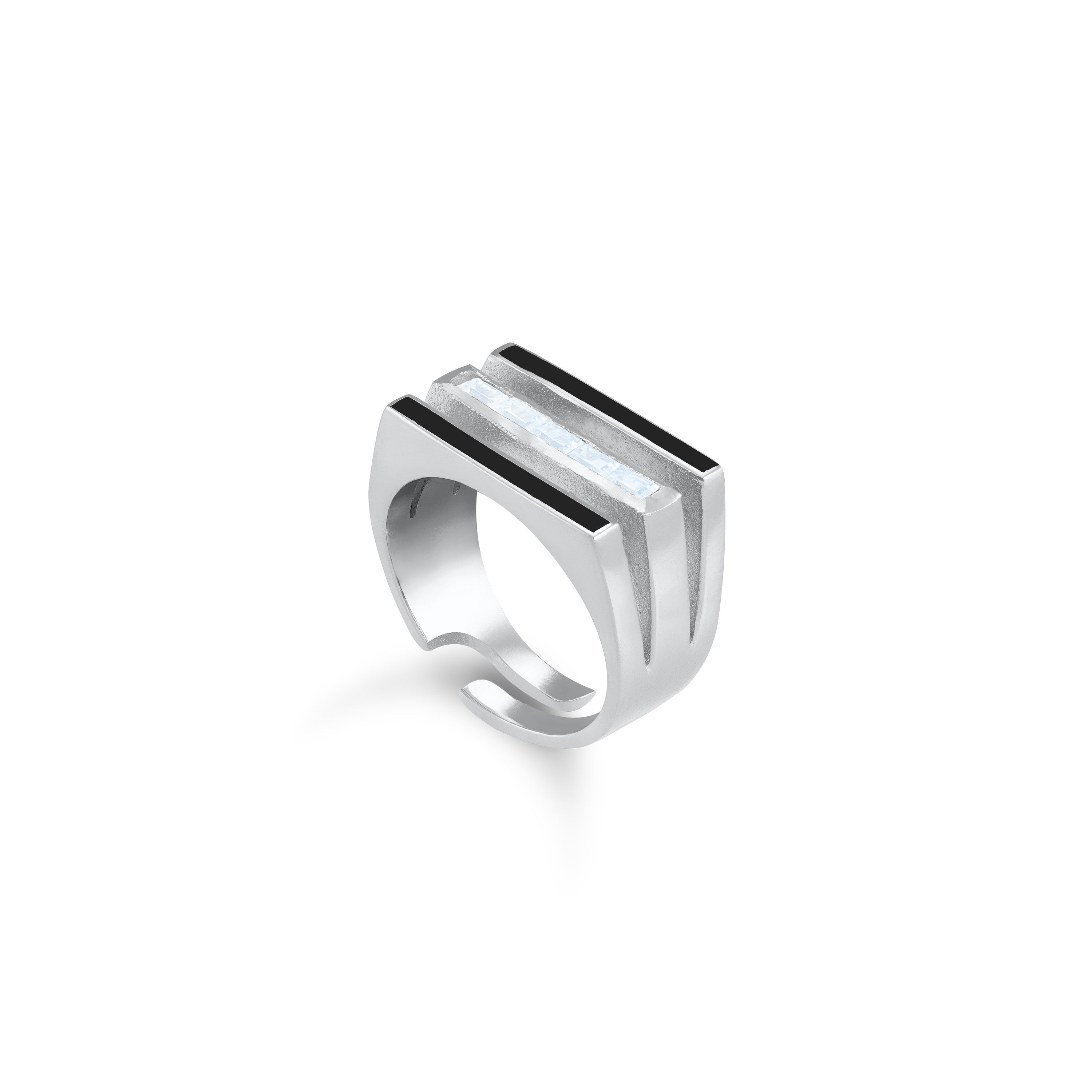 Triple Enamel Line Cube Ring