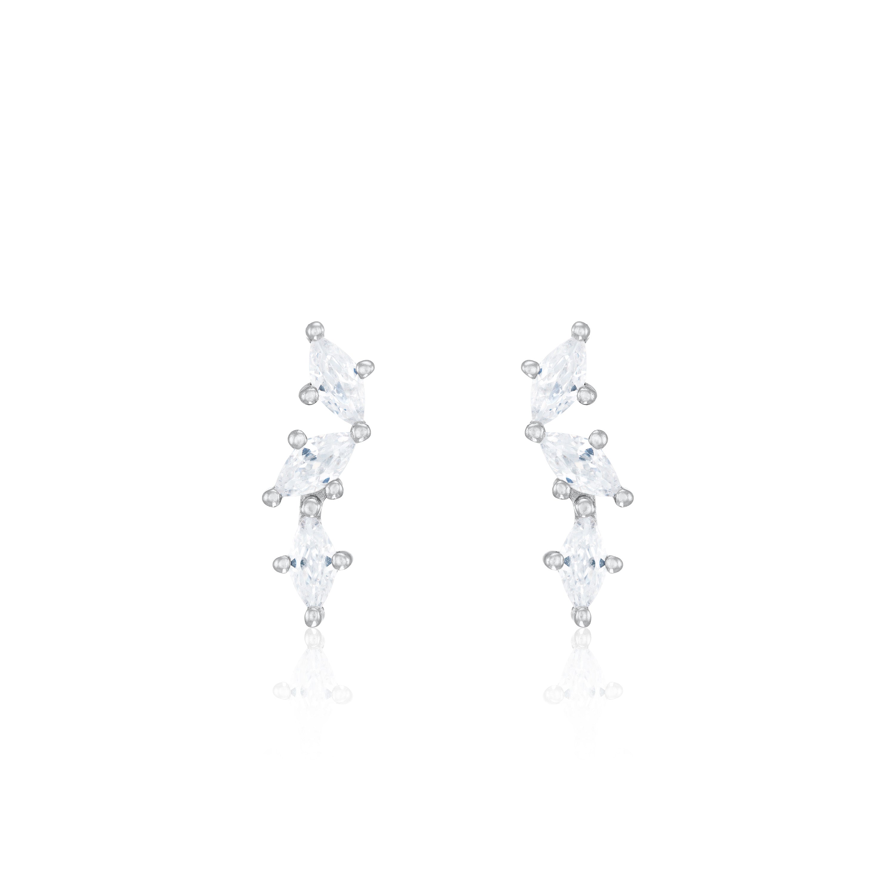 Triple Non Straight Marquise Stud Earrings