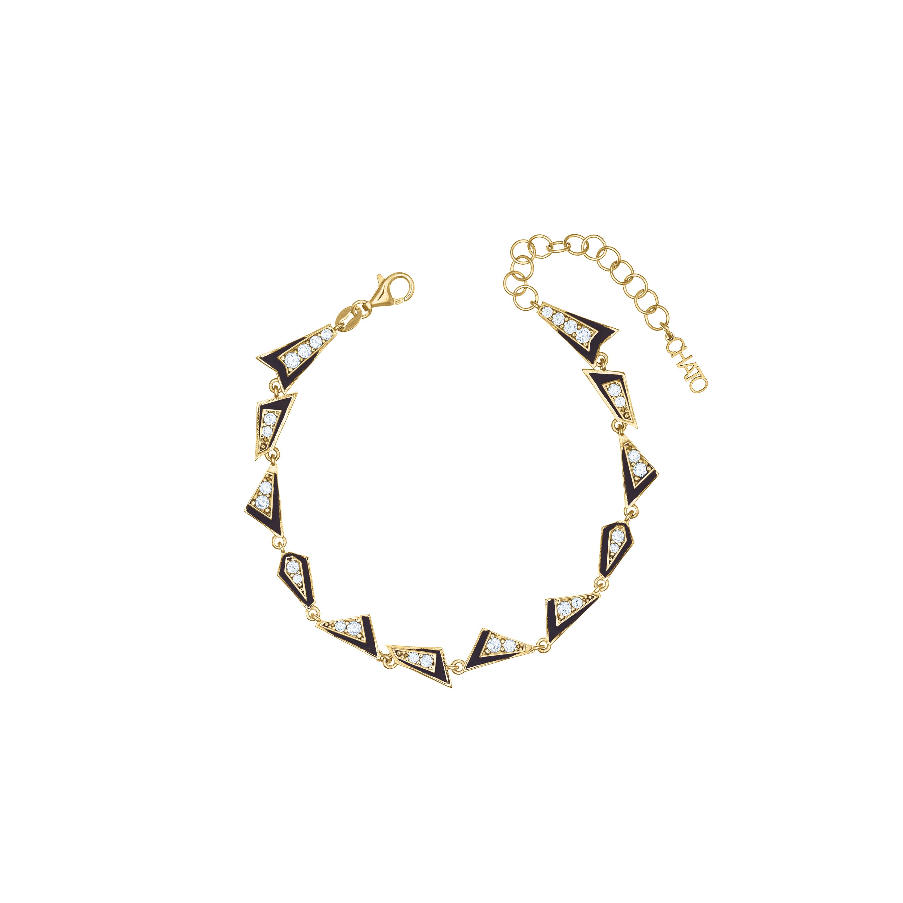 Uneven Geometric Enamel  Bracelet - Gold Black