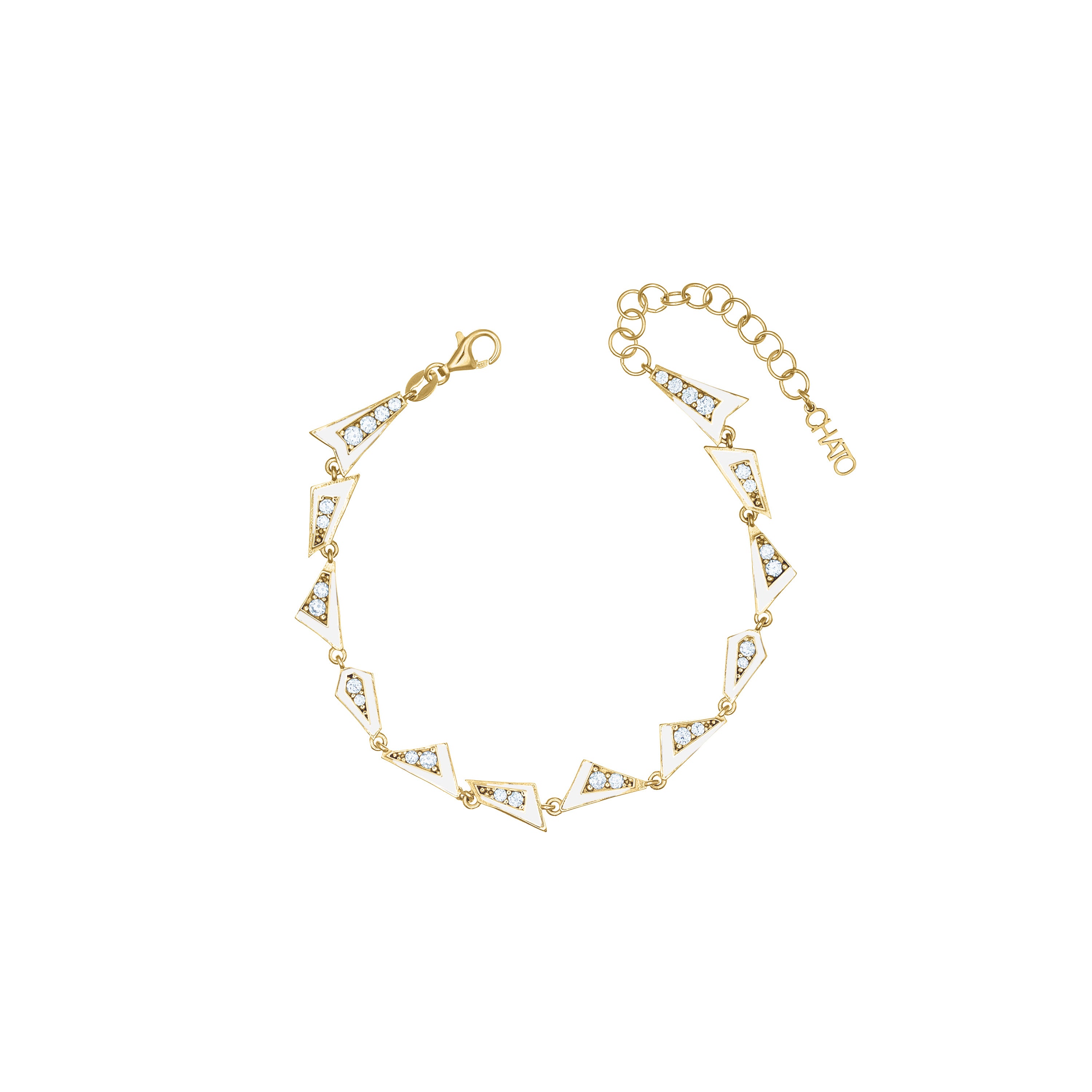 Uneven Geometric Enamel  Bracelet - Gold White