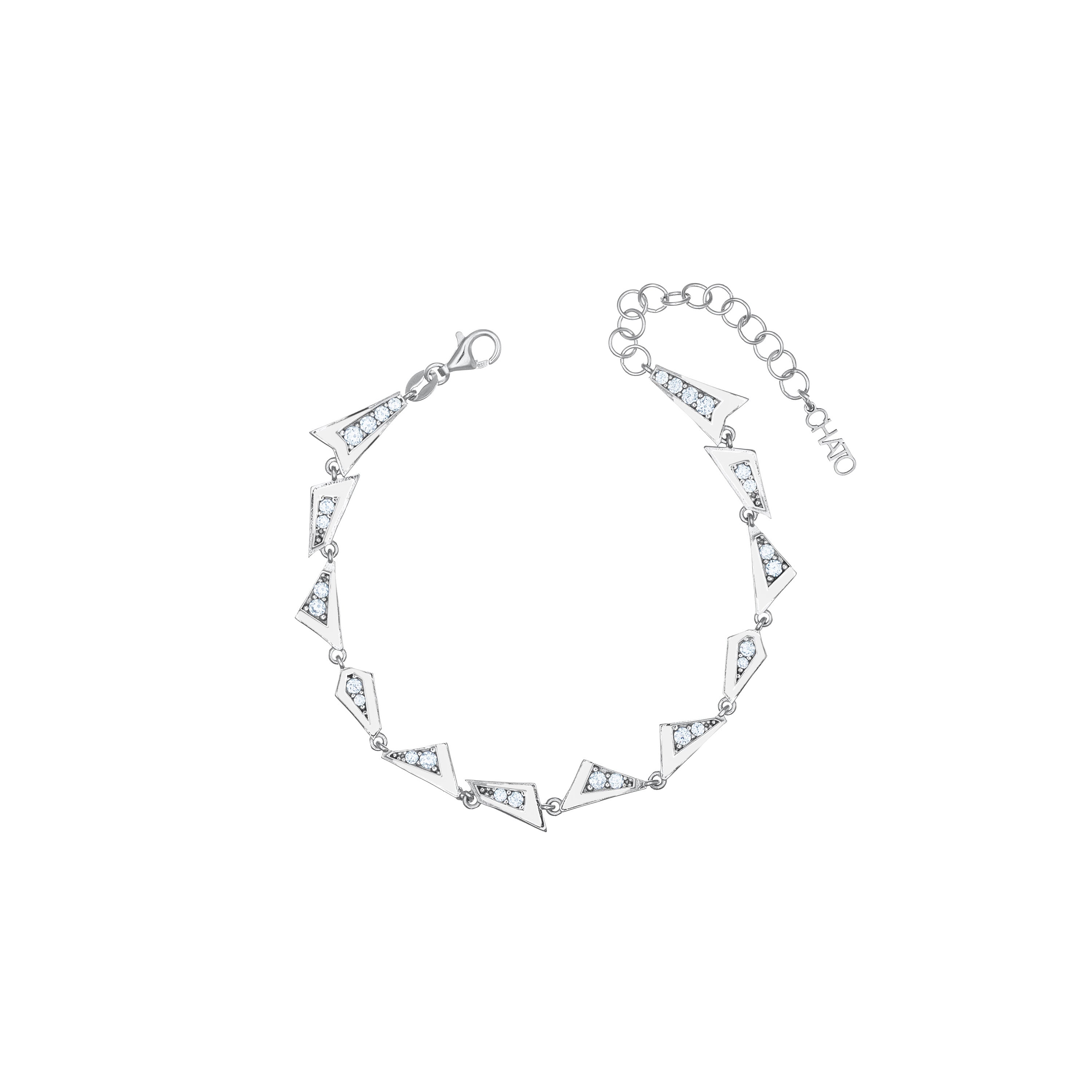 Uneven Geometric Enamel  Bracelet - Silver White