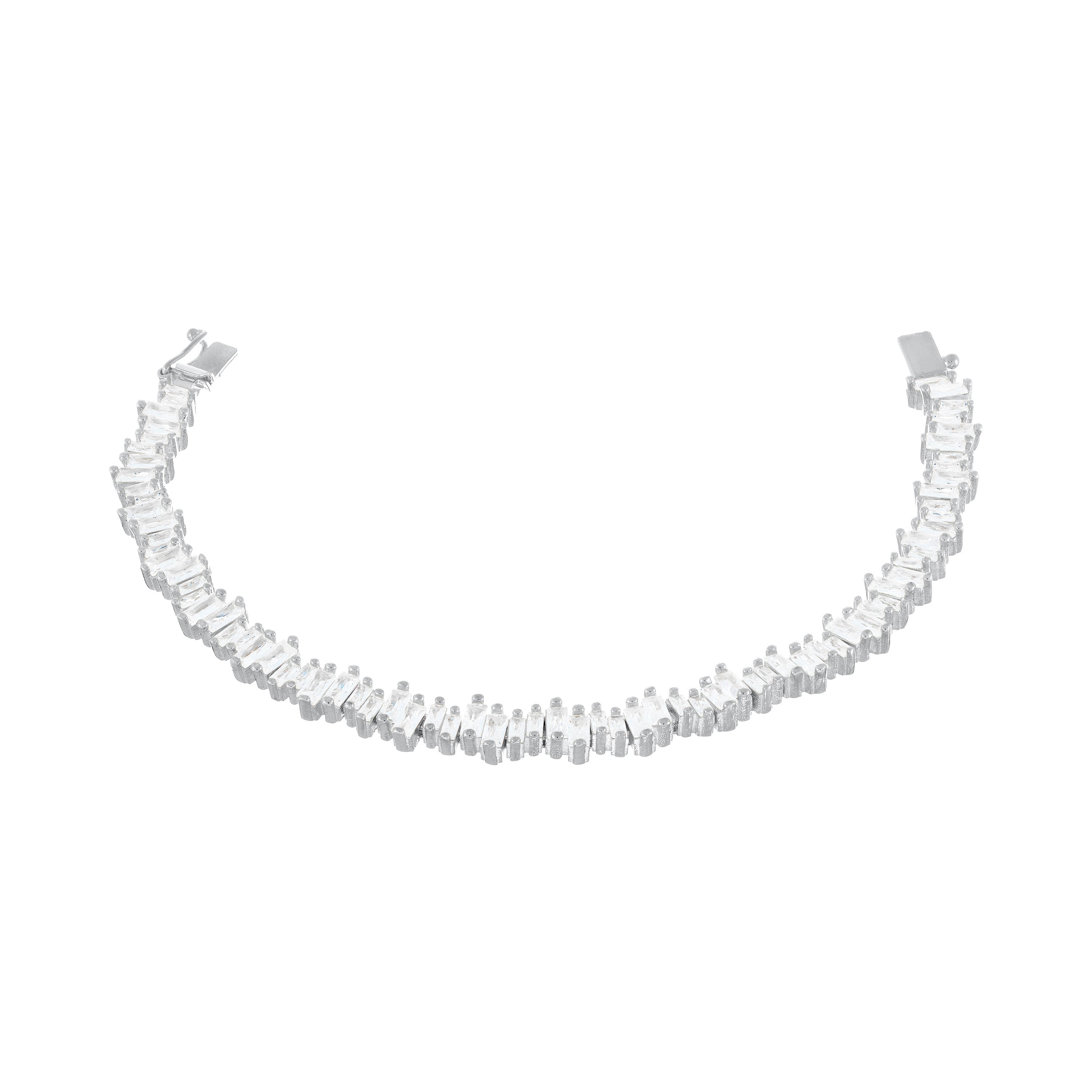 Up Down Baguette Tennis Bracelet With Box Clasp