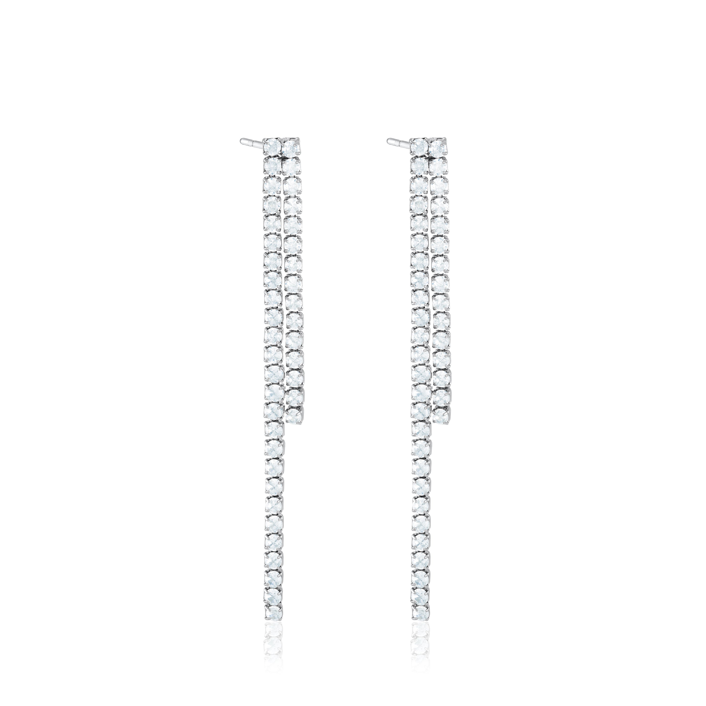 Two Line Tennis Drop Earrings