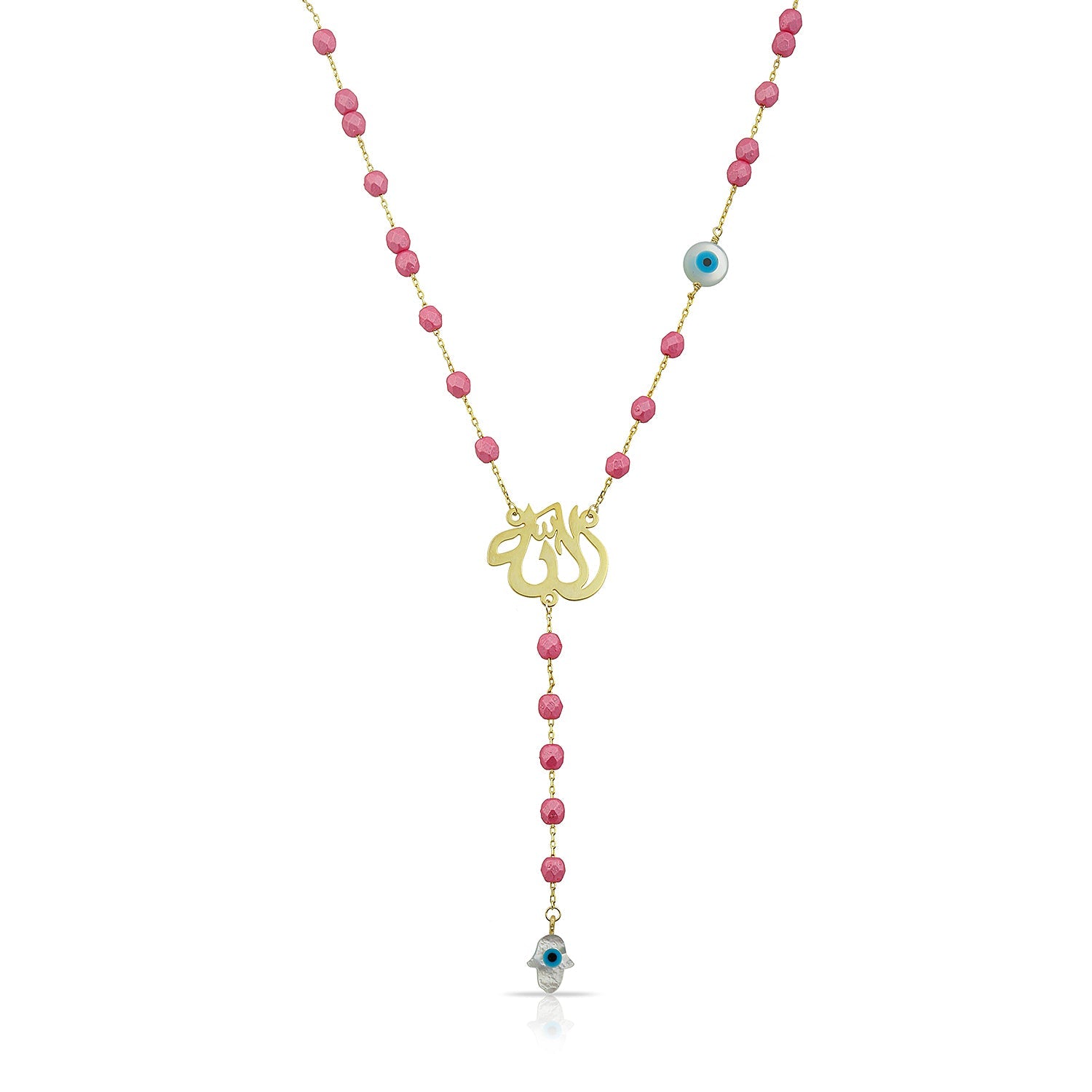 Allah Evil Eye With Beads Lariat Necklace