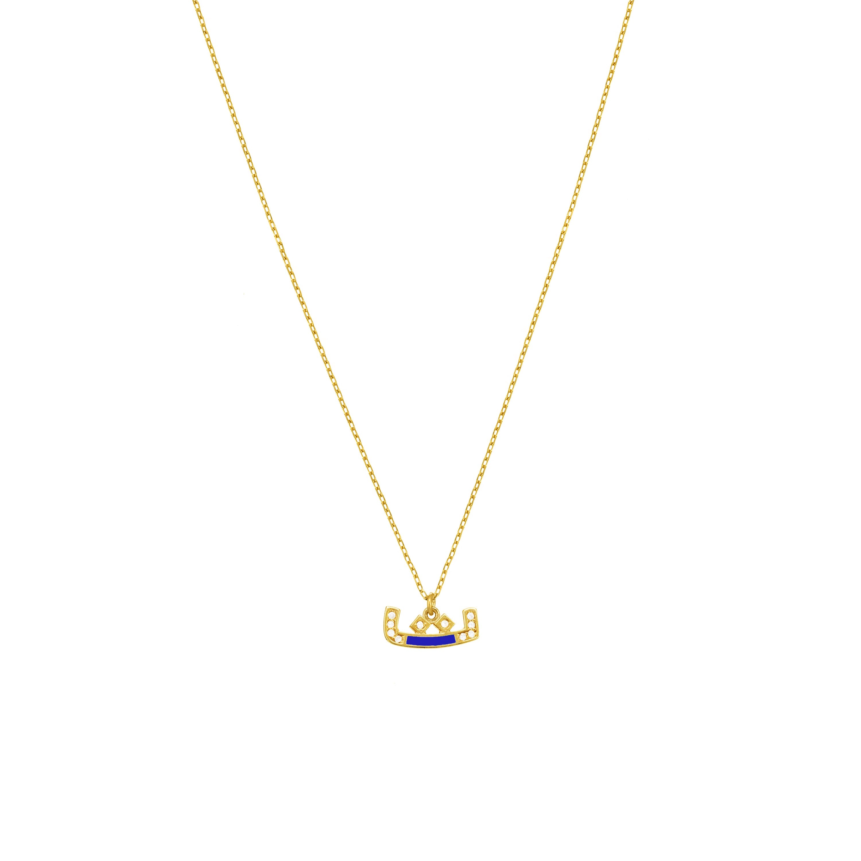 Arabic Cubic Zirconia Enamel Letter Necklace