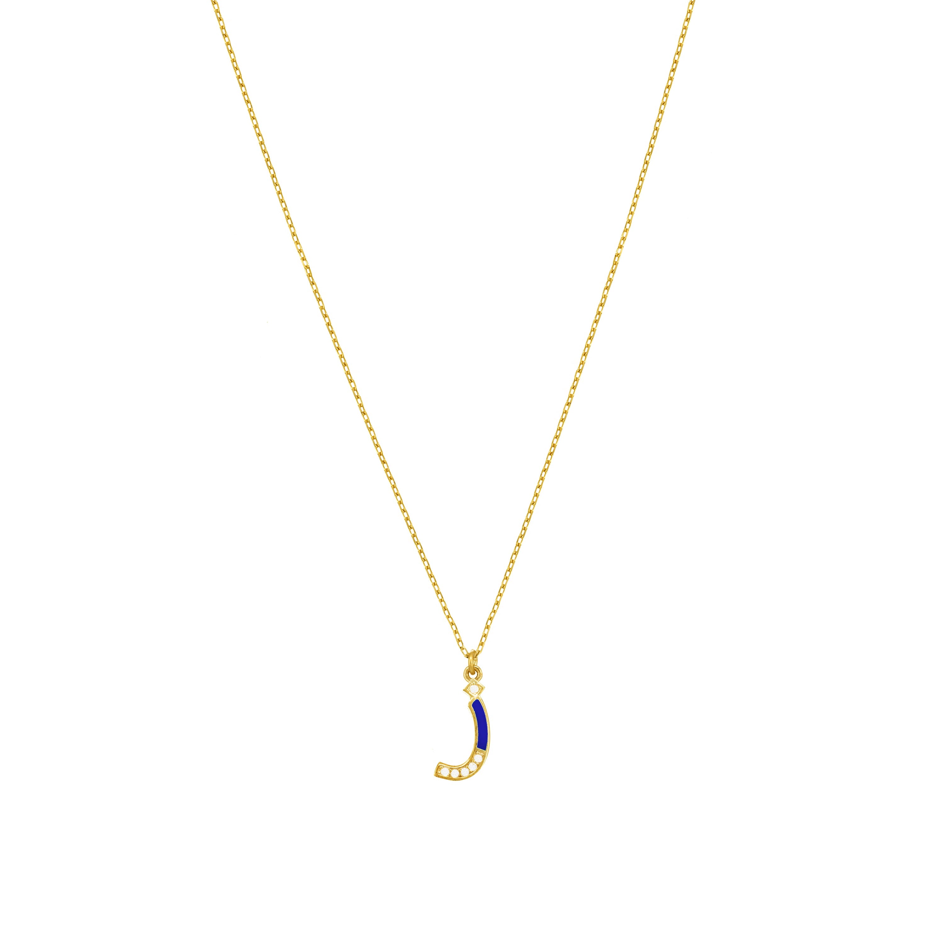 Arabic Cubic Zirconia Enamel Letter Necklace