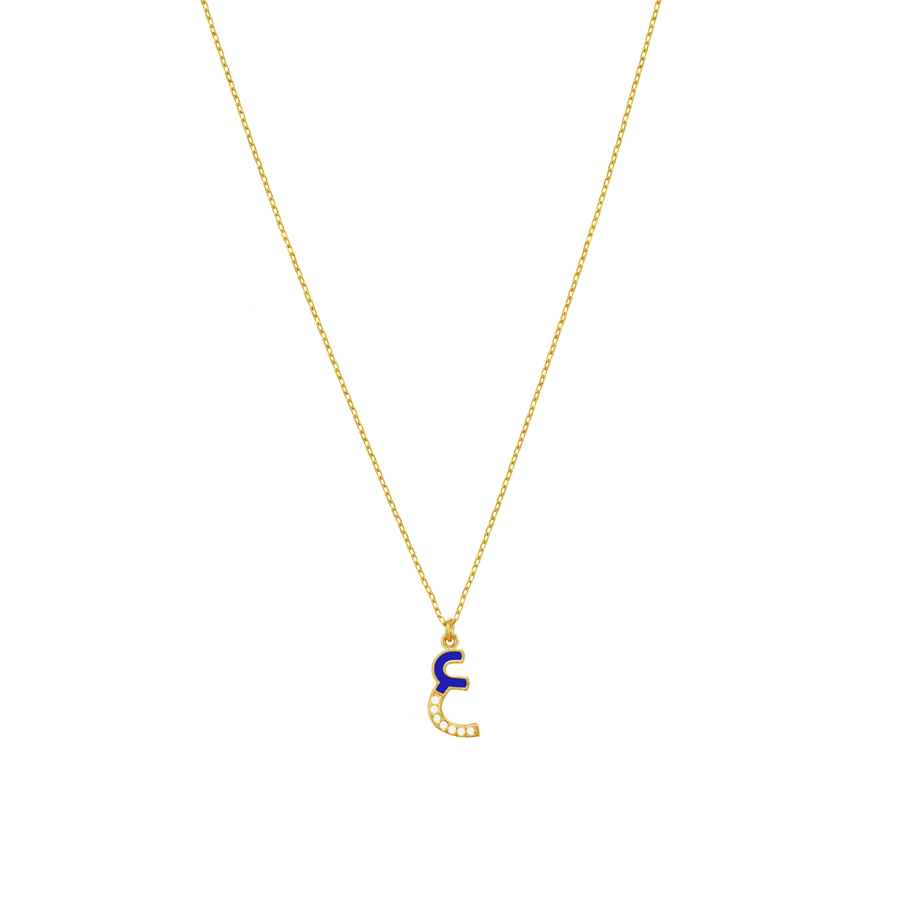 Arabic Cubic Zirconia Enamel Letter Necklace