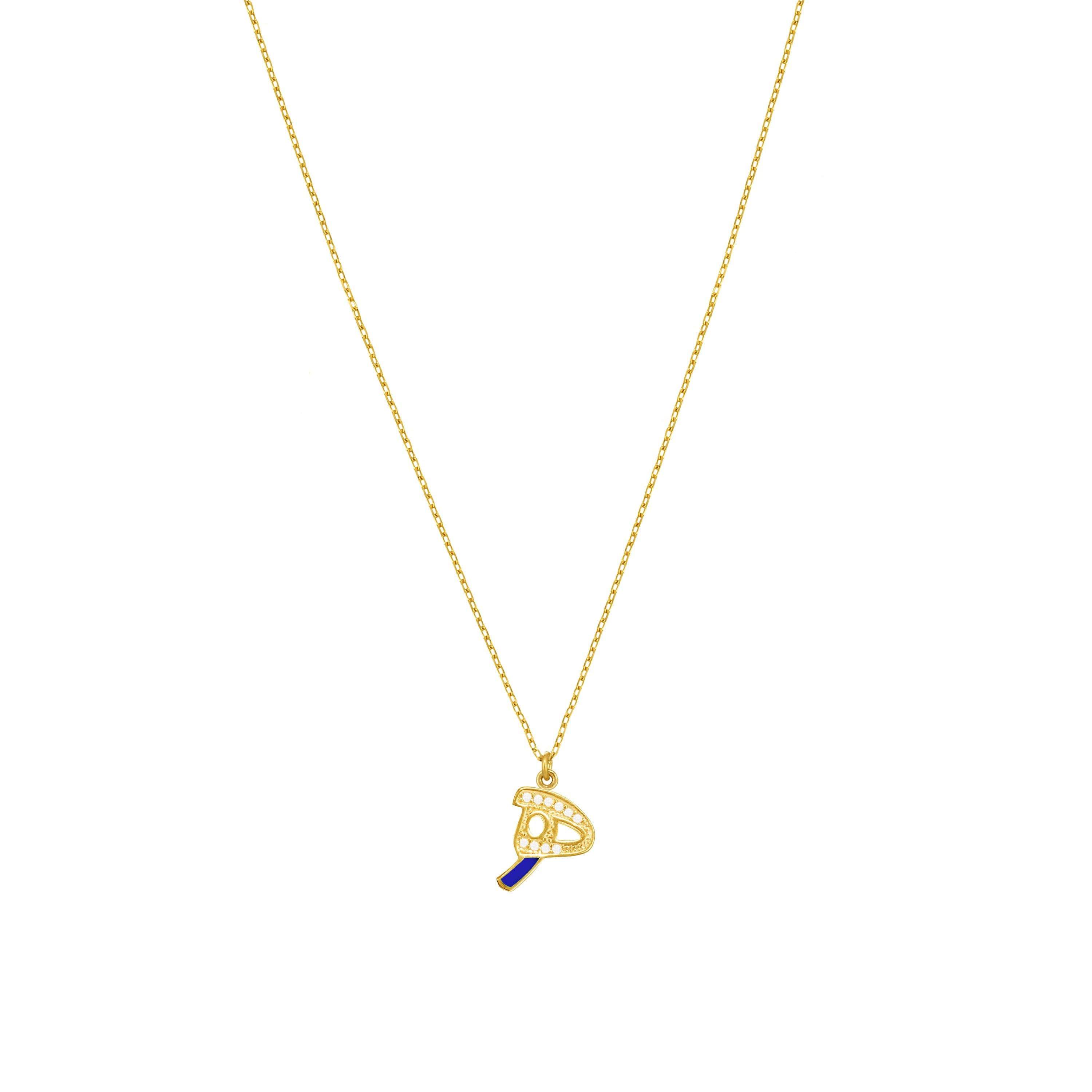 Arabic Cubic Zirconia Enamel Letter Necklace