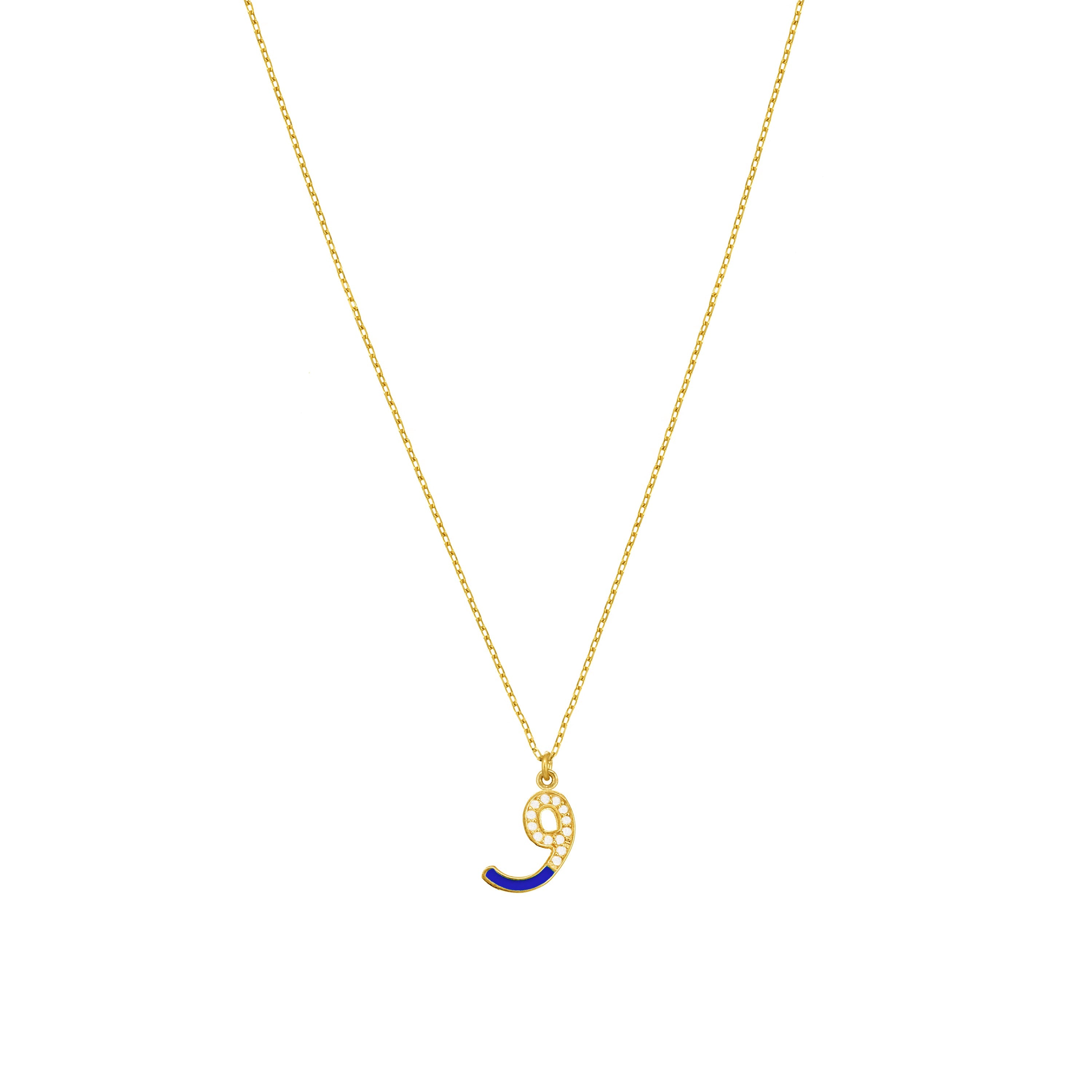 Arabic Cubic Zirconia Enamel Letter Necklace