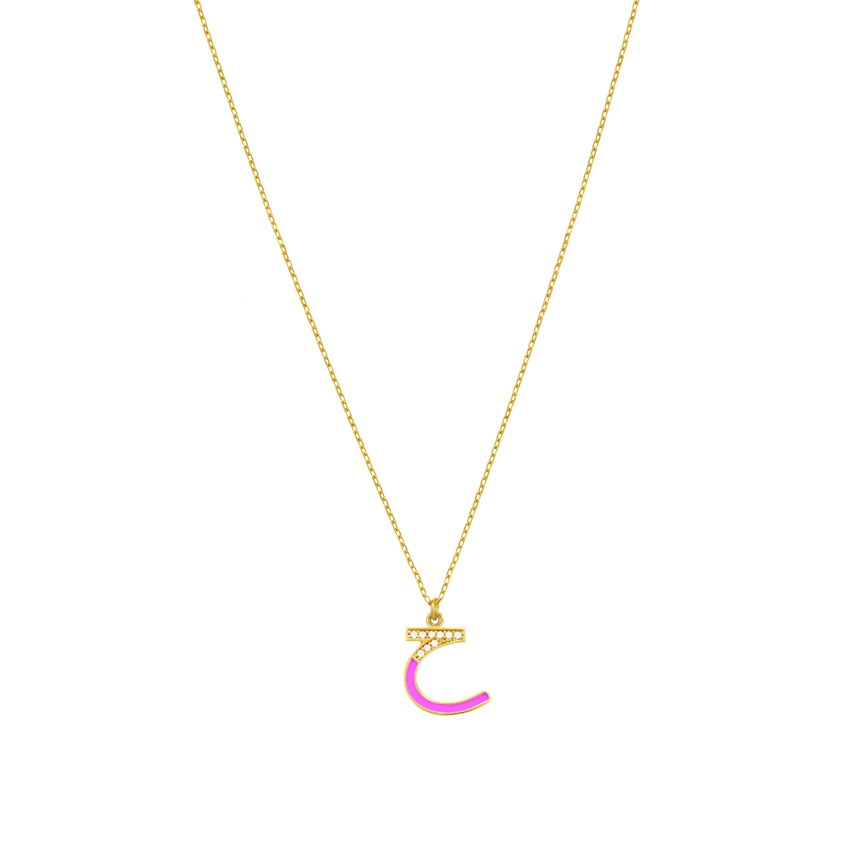 Arabic Cubic Zirconia Enamel Letter Necklace