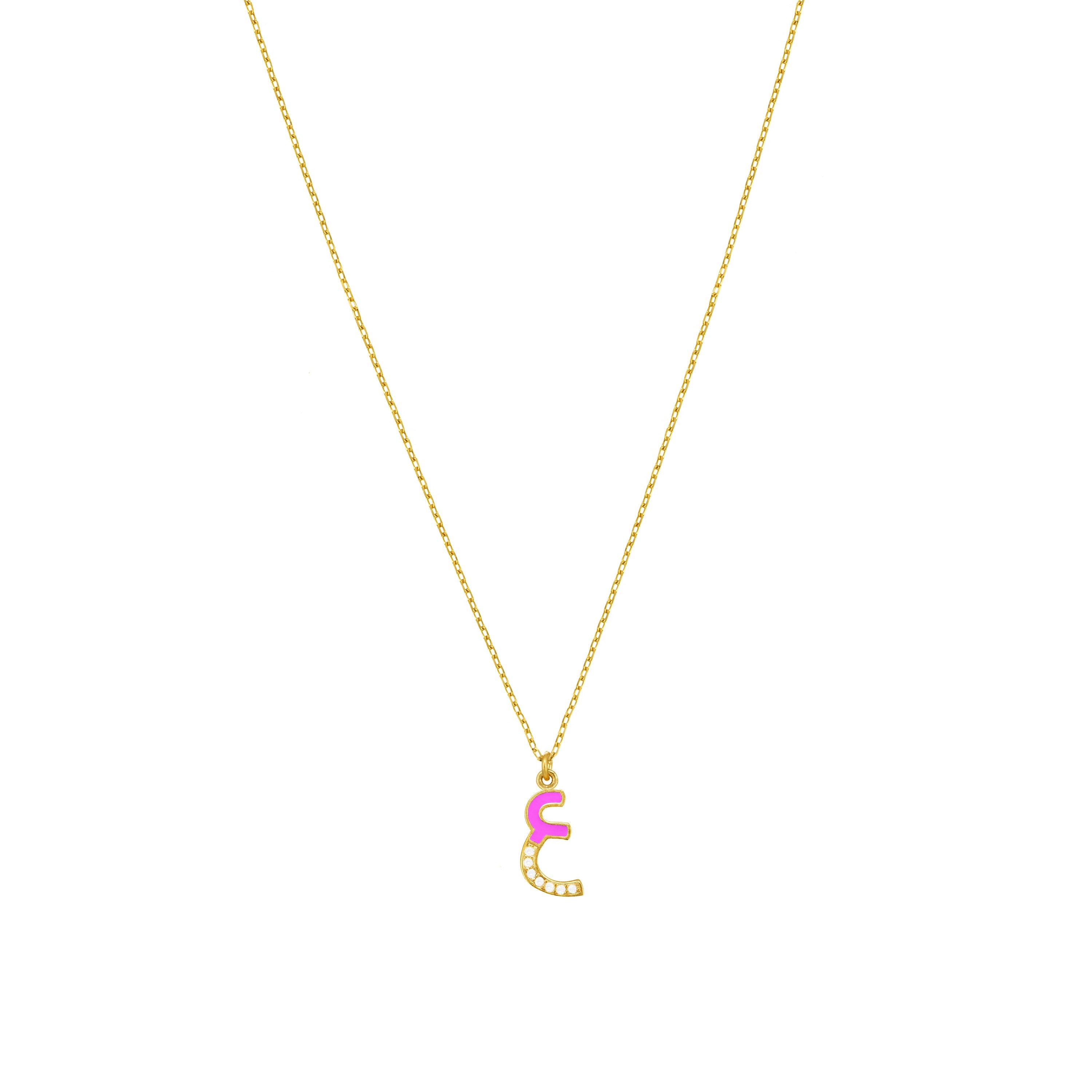 Arabic Cubic Zirconia Enamel Letter Necklace