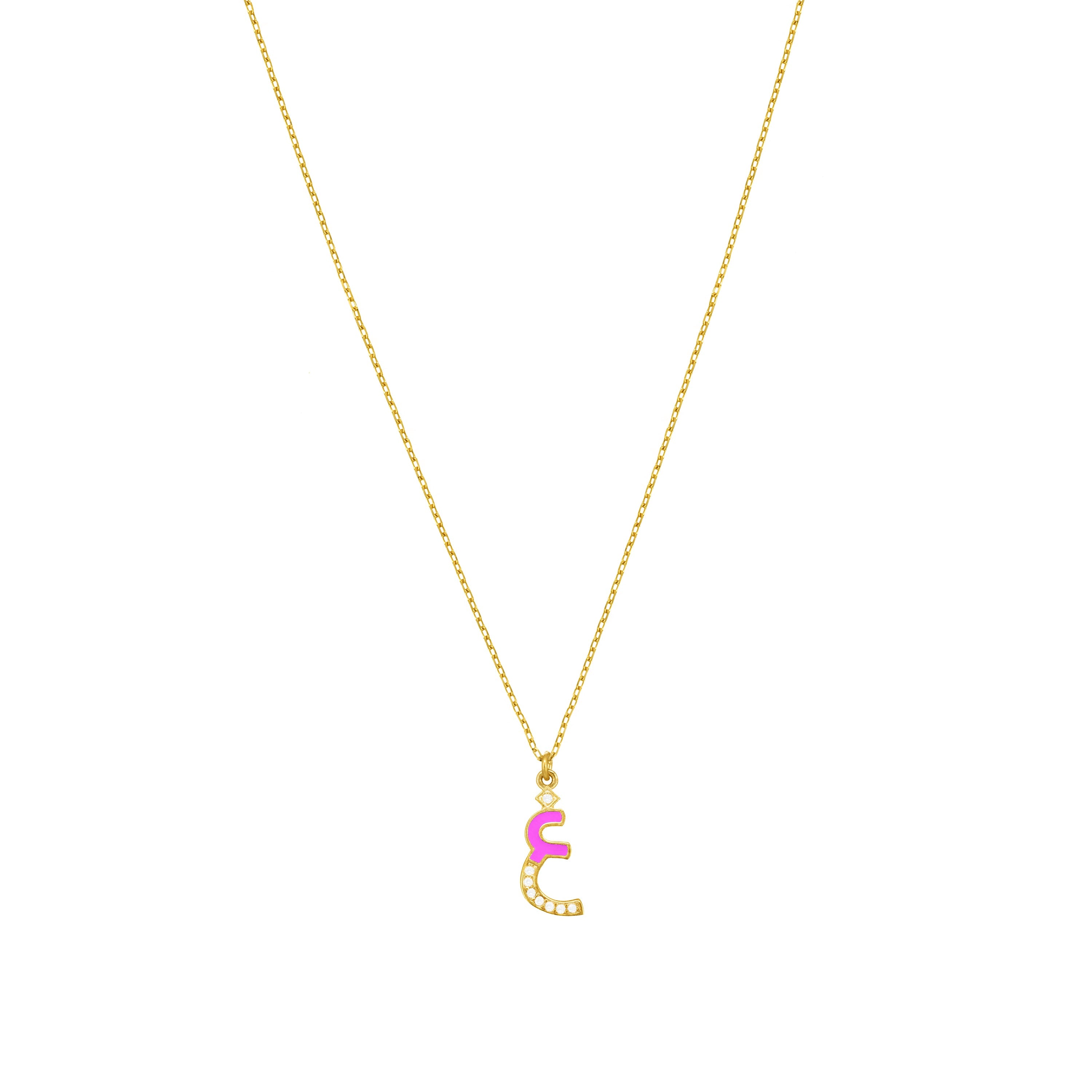 Arabic Cubic Zirconia Enamel Letter Necklace