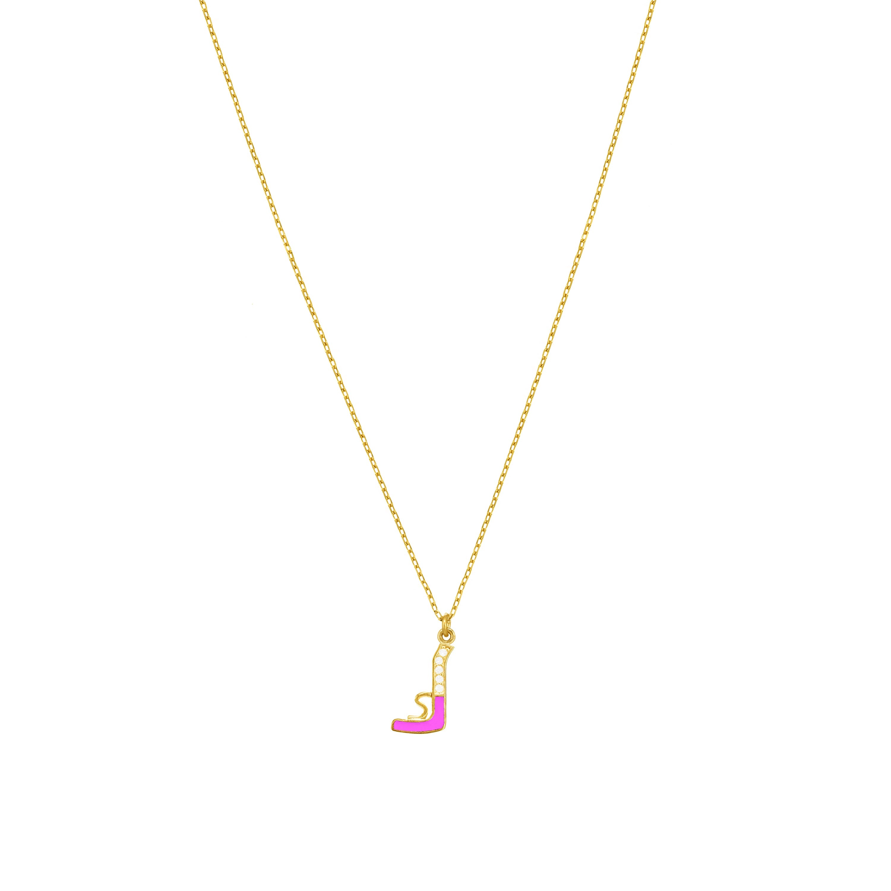 Arabic Cubic Zirconia Enamel Letter Necklace