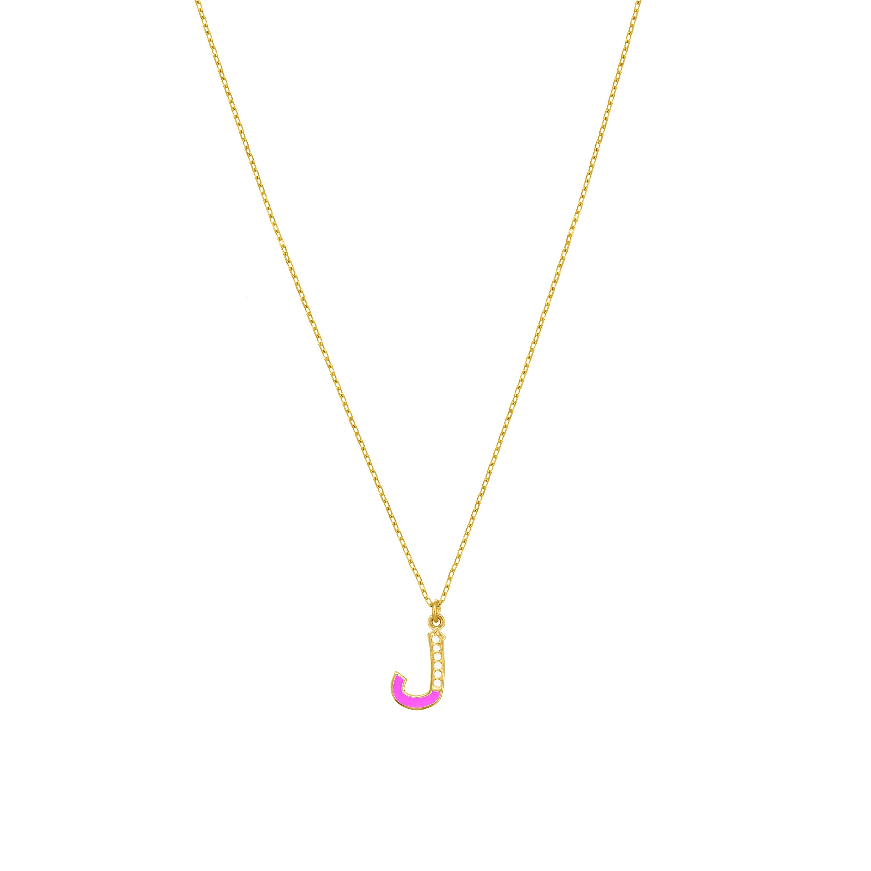 Arabic Cubic Zirconia Enamel Letter Necklace