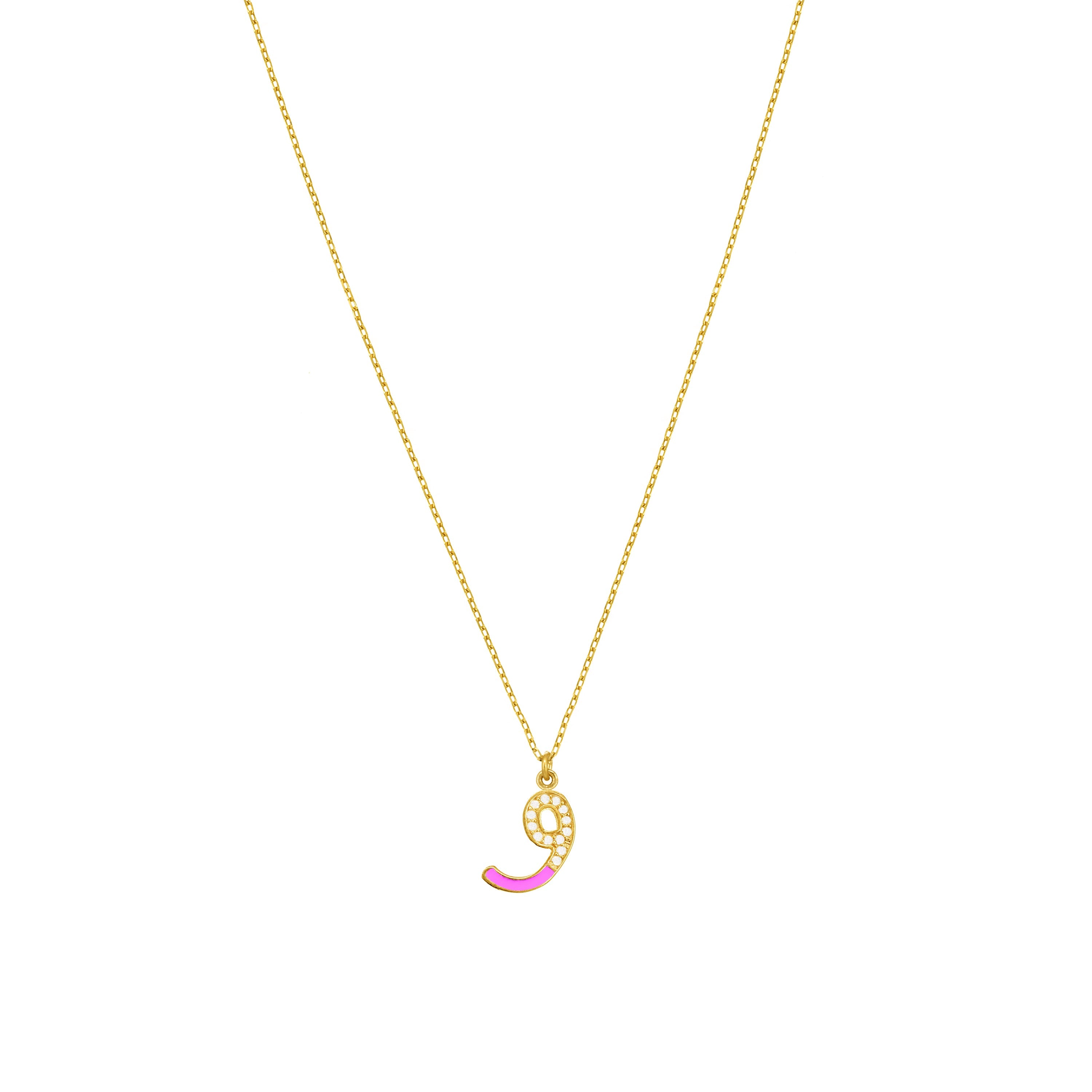 Arabic Cubic Zirconia Enamel Letter Necklace