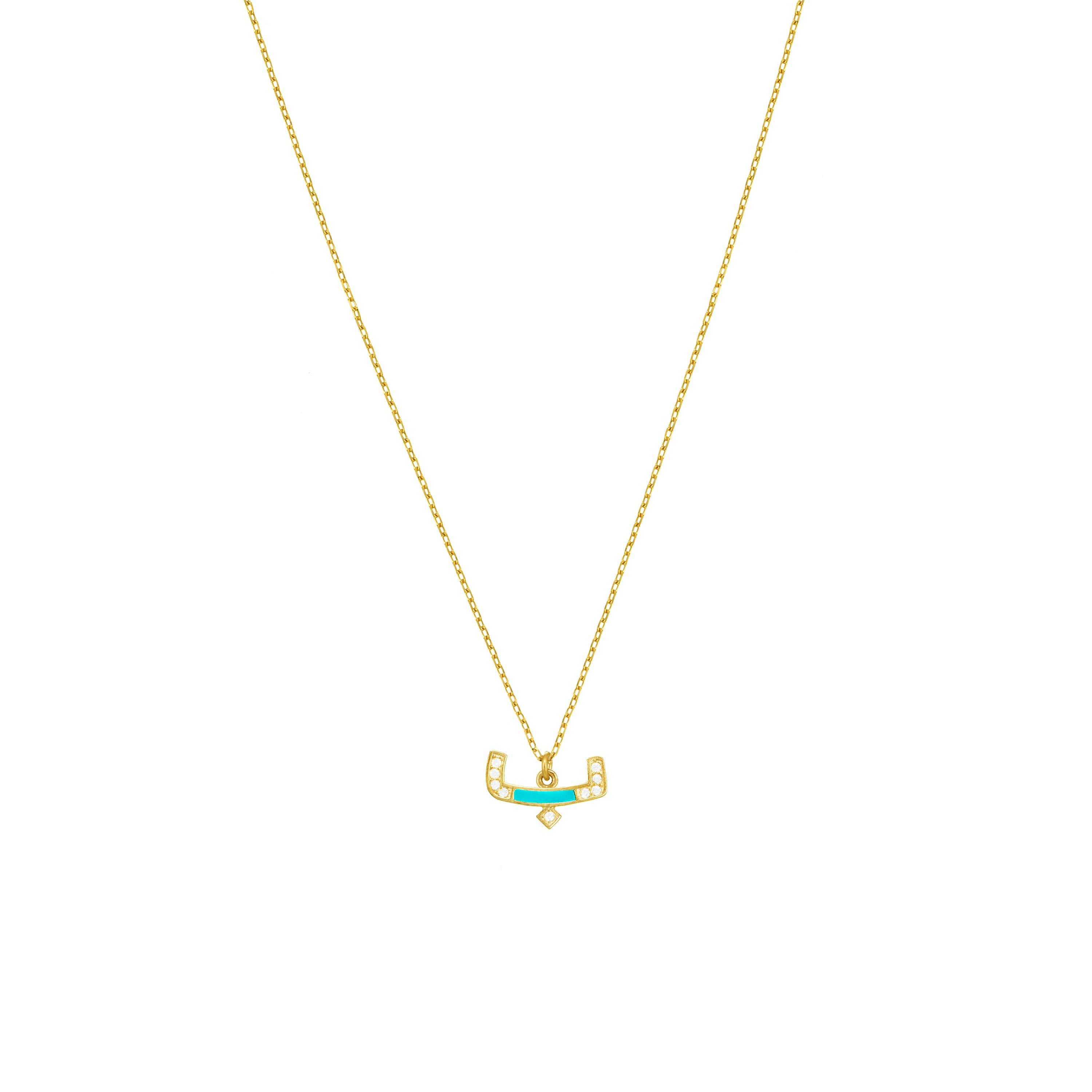 Arabic Cubic Zirconia Enamel Letter Necklace