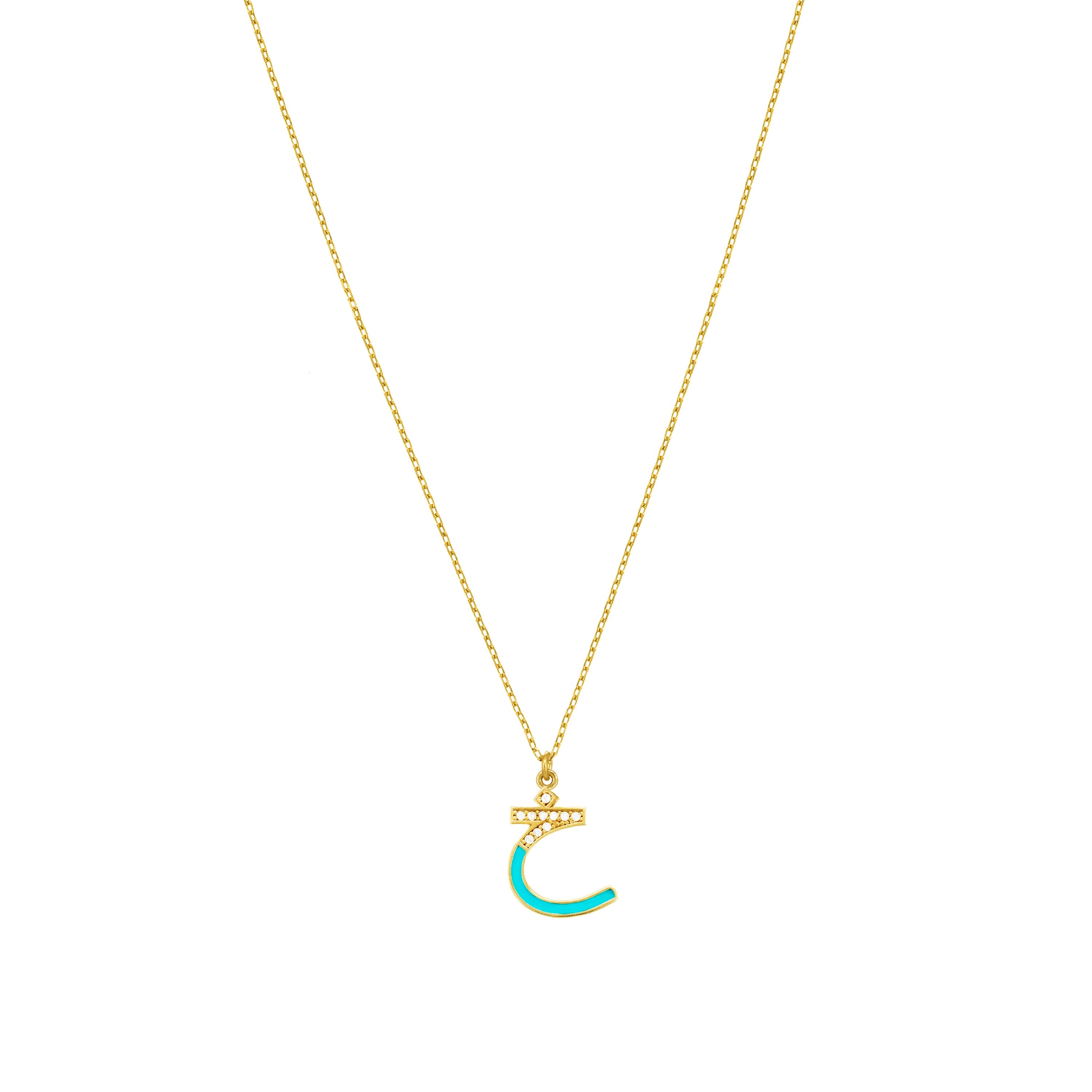 Arabic Cubic Zirconia Enamel Letter Necklace