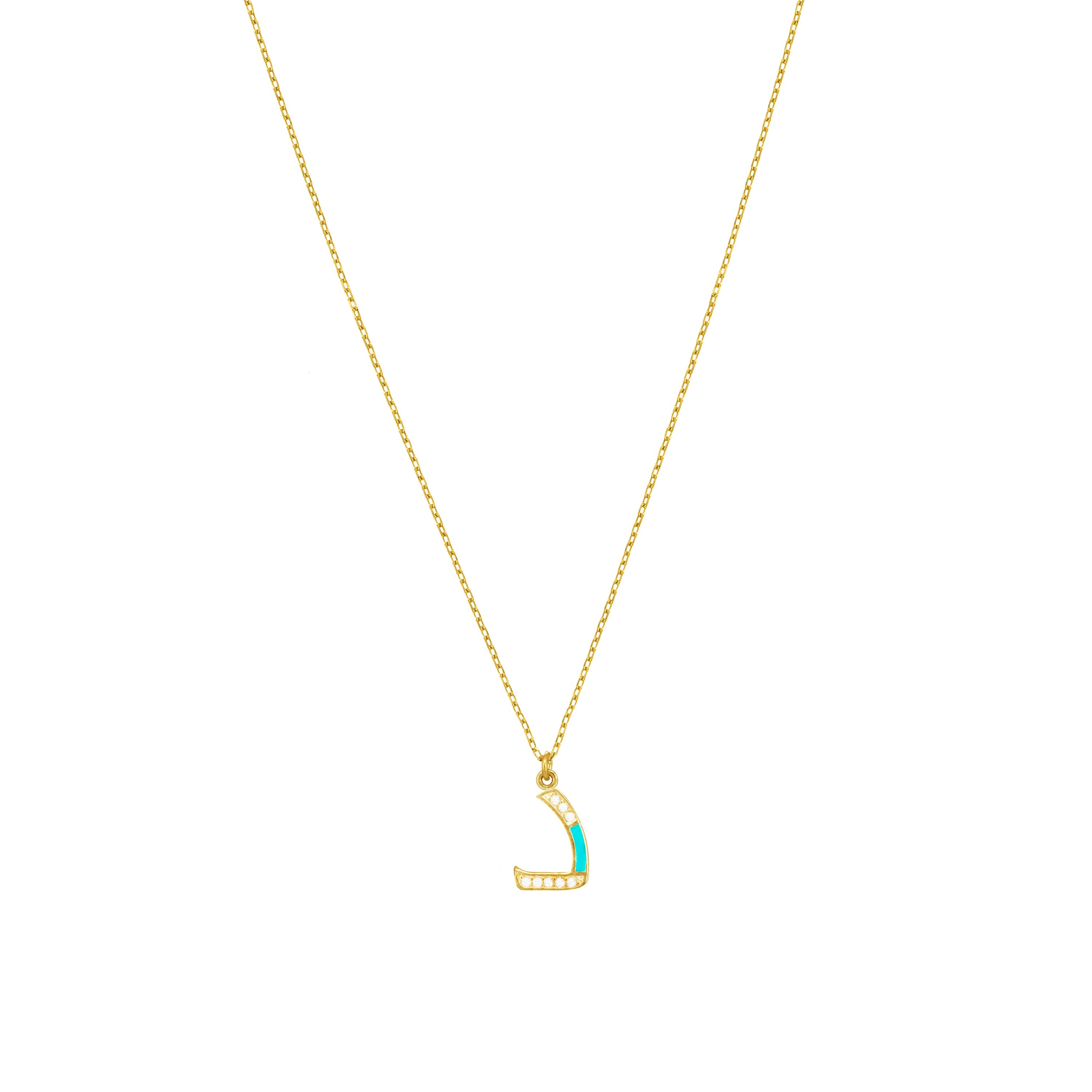 Arabic Cubic Zirconia Enamel Letter Necklace