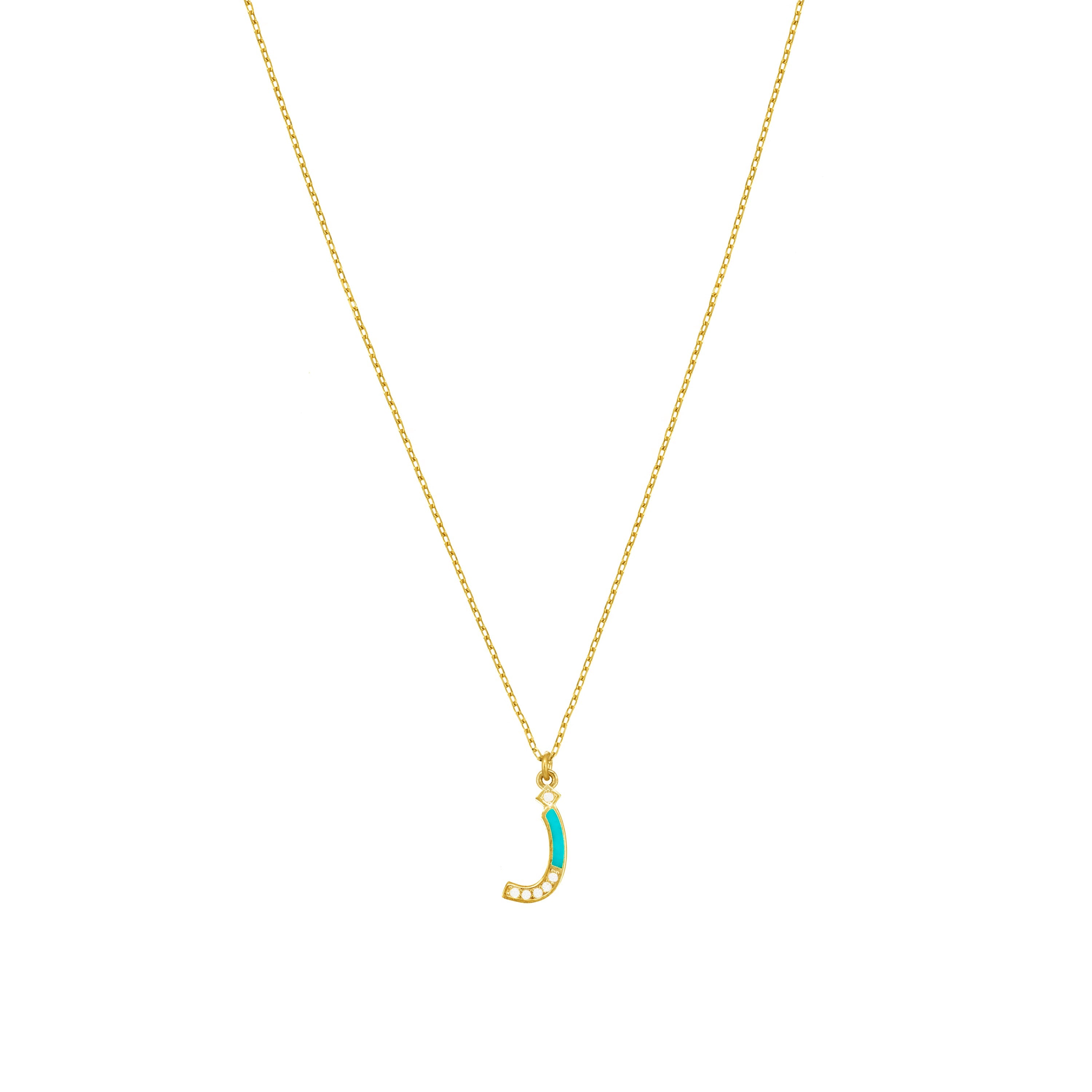 Arabic Cubic Zirconia Enamel Letter Necklace