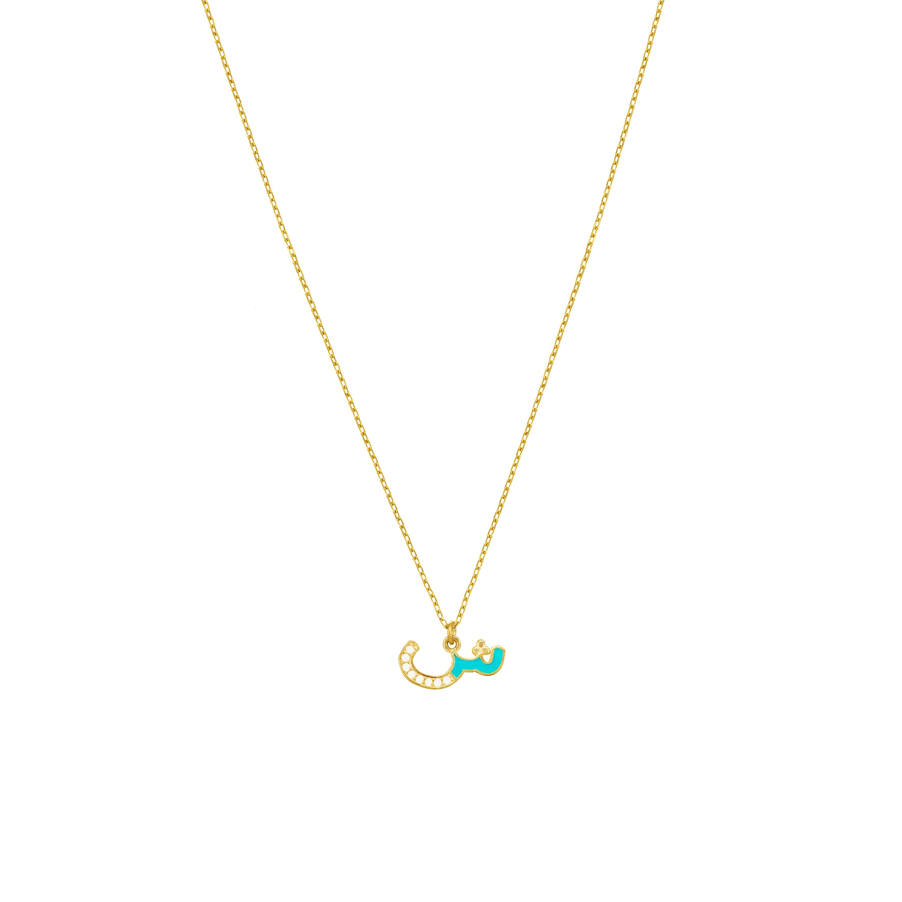 Arabic Cubic Zirconia Enamel Letter Necklace