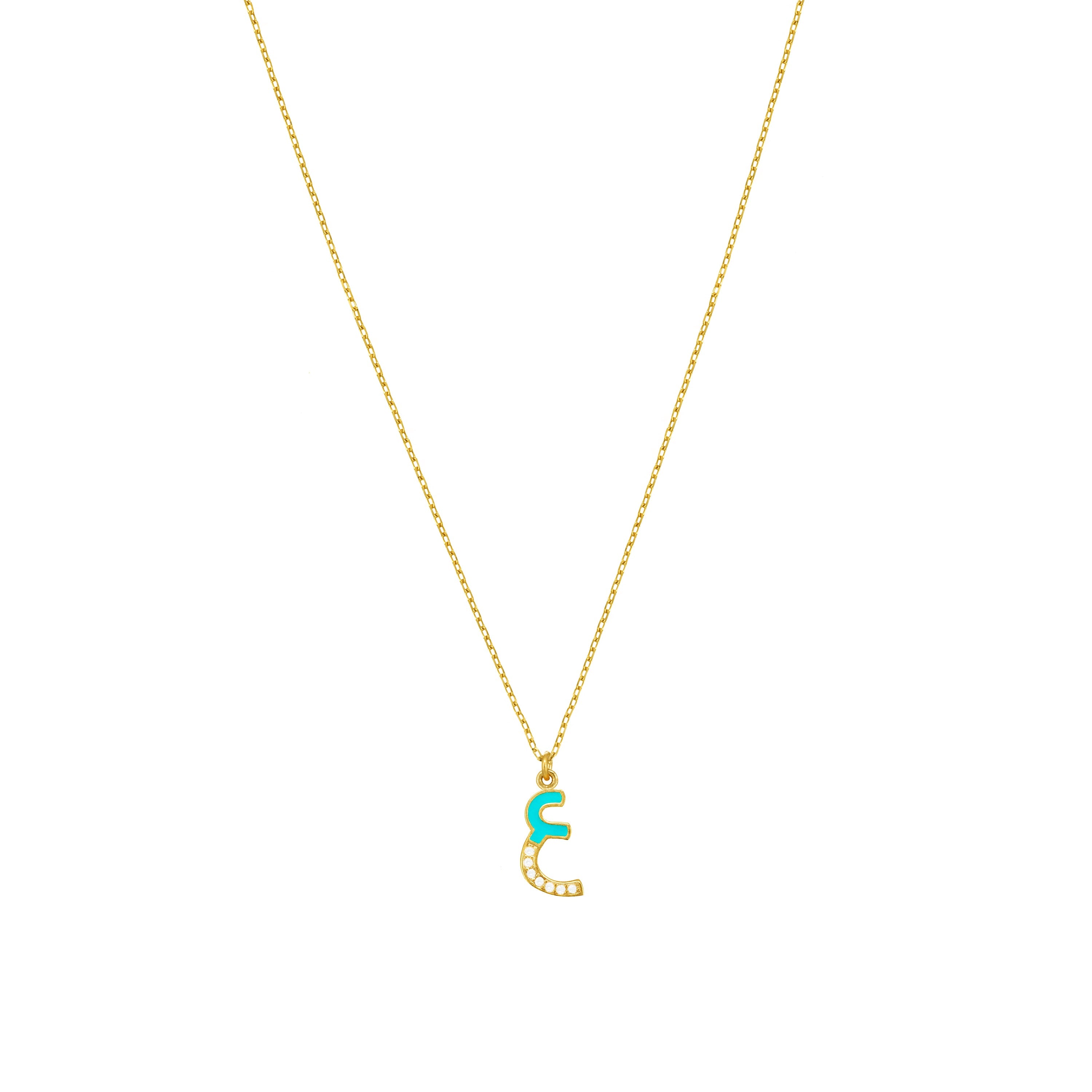 Arabic Cubic Zirconia Enamel Letter Necklace