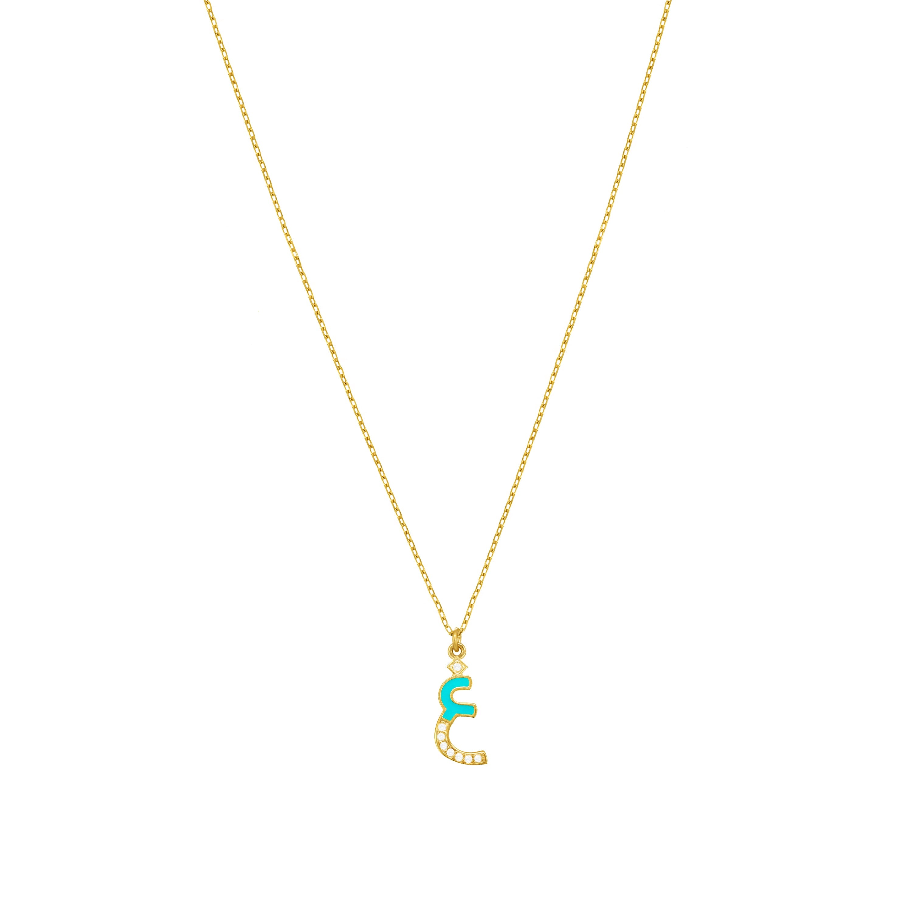 Arabic Cubic Zirconia Enamel Letter Necklace