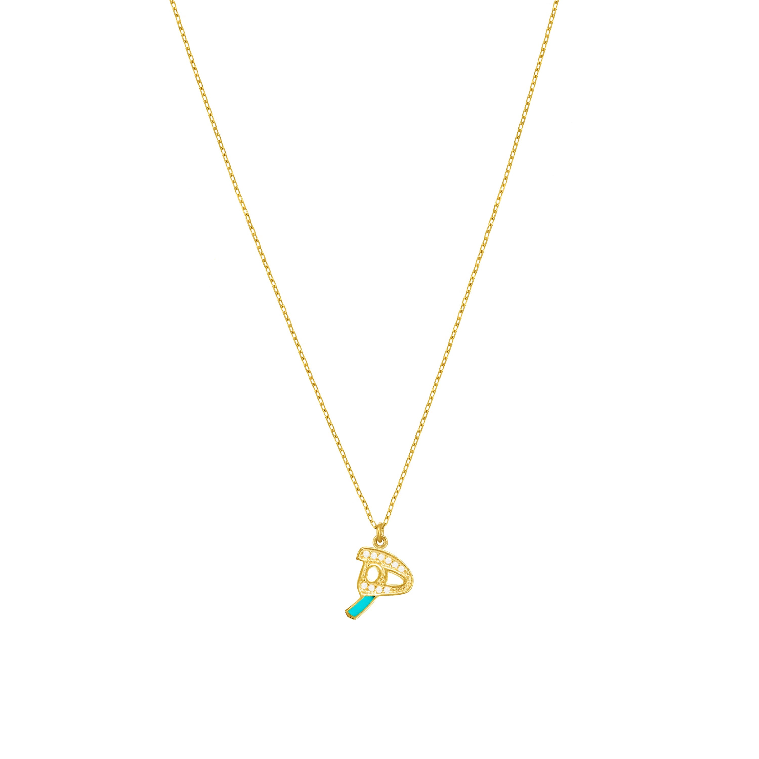 Arabic Cubic Zirconia Enamel Letter Necklace