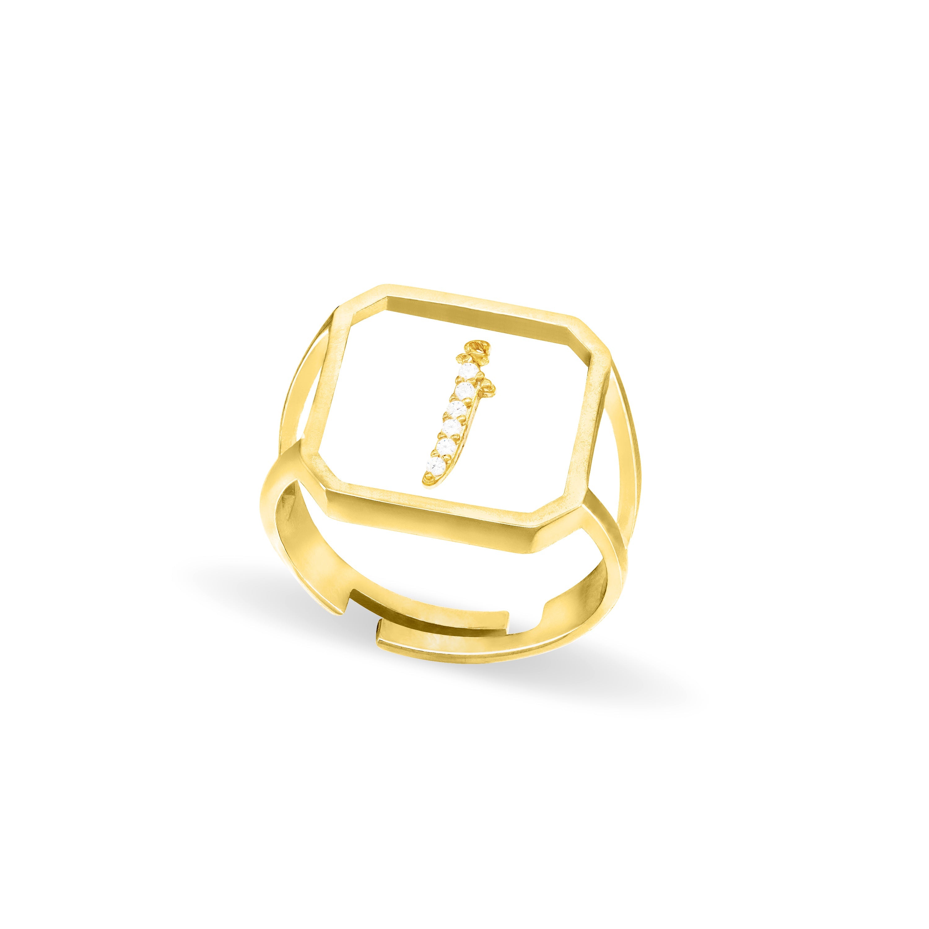 Arabic Letter Square Plexiglass Ring With Side Opening