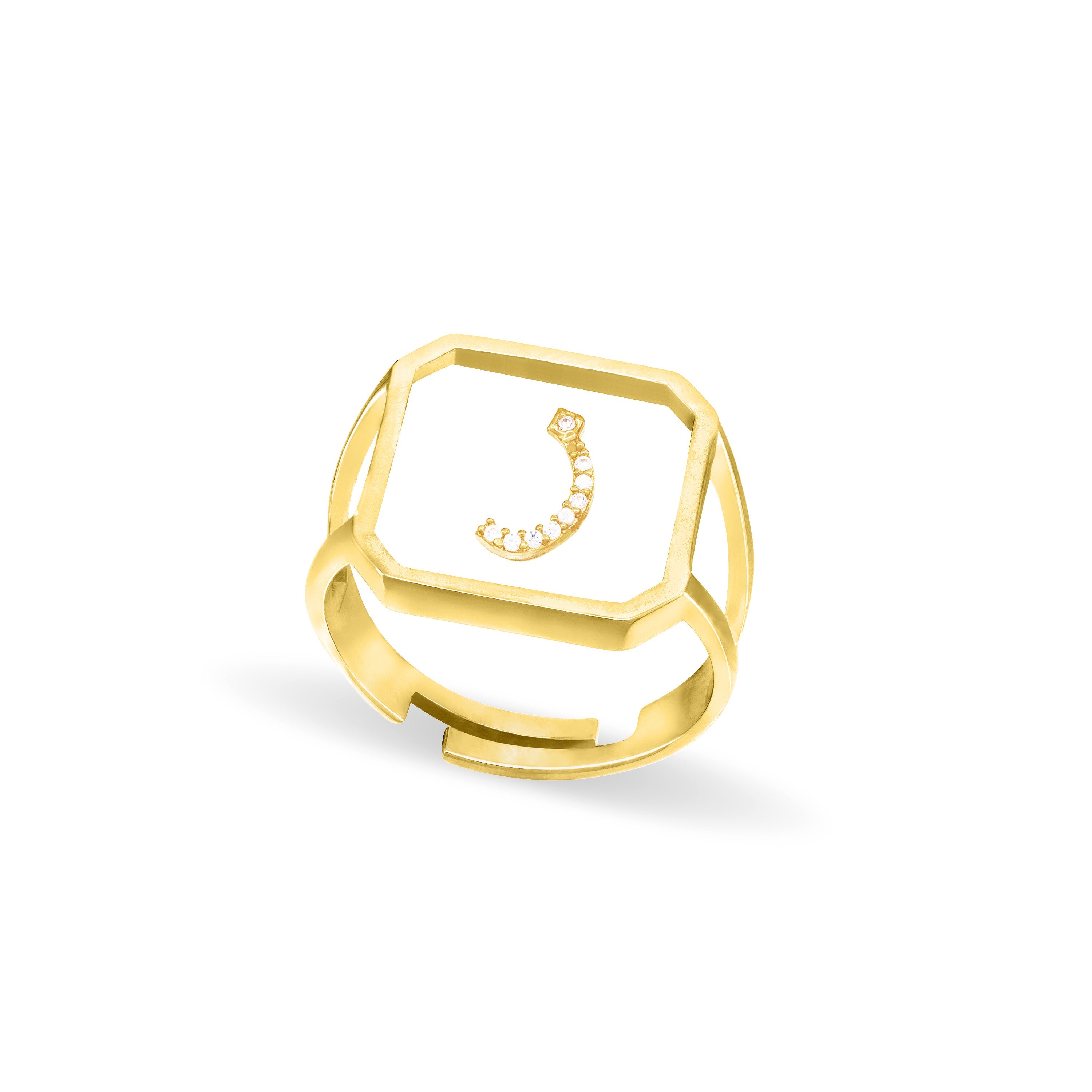 Arabic Letter Square Plexiglass Ring With Side Opening