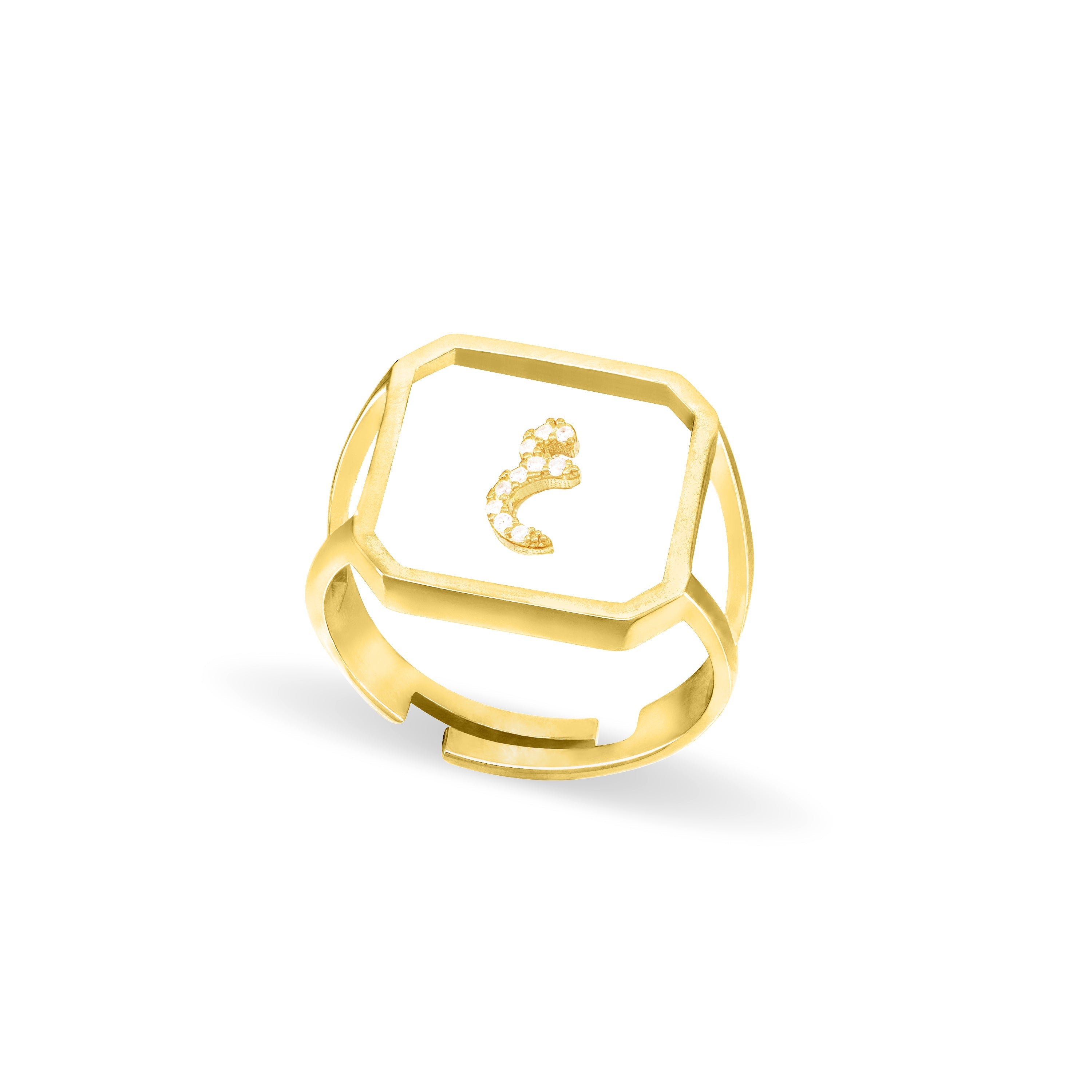 Arabic Letter Square Plexiglass Ring With Side Opening