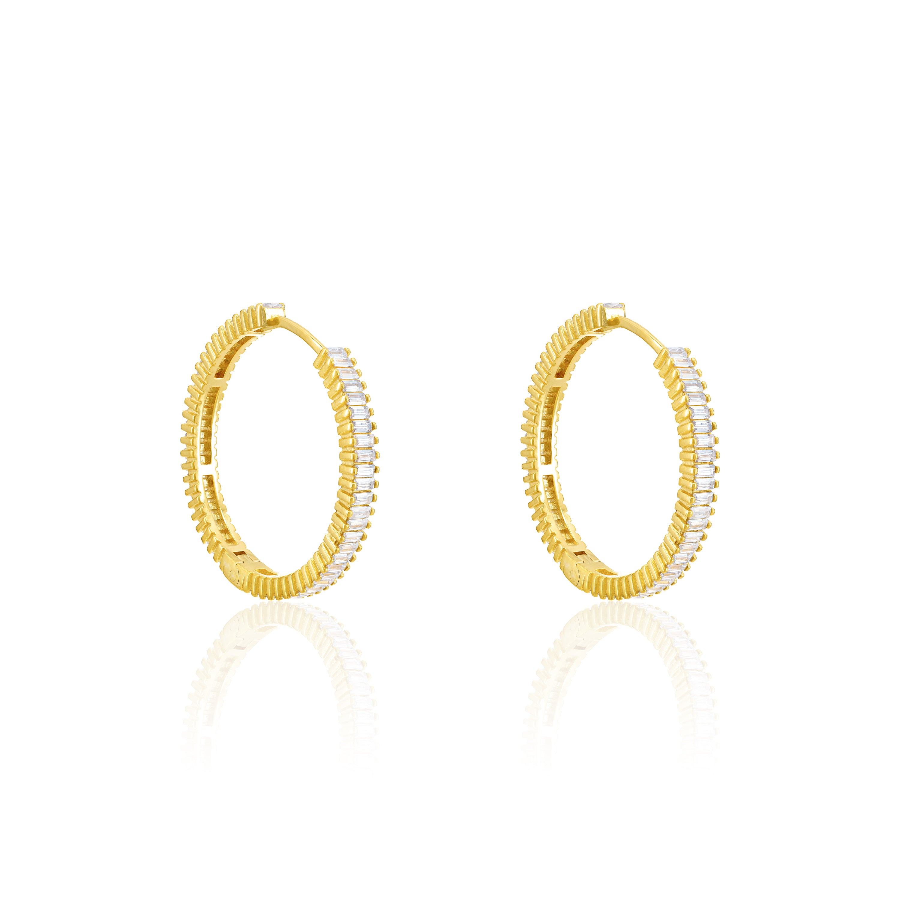 Baguette Eternity Hoop Earrings