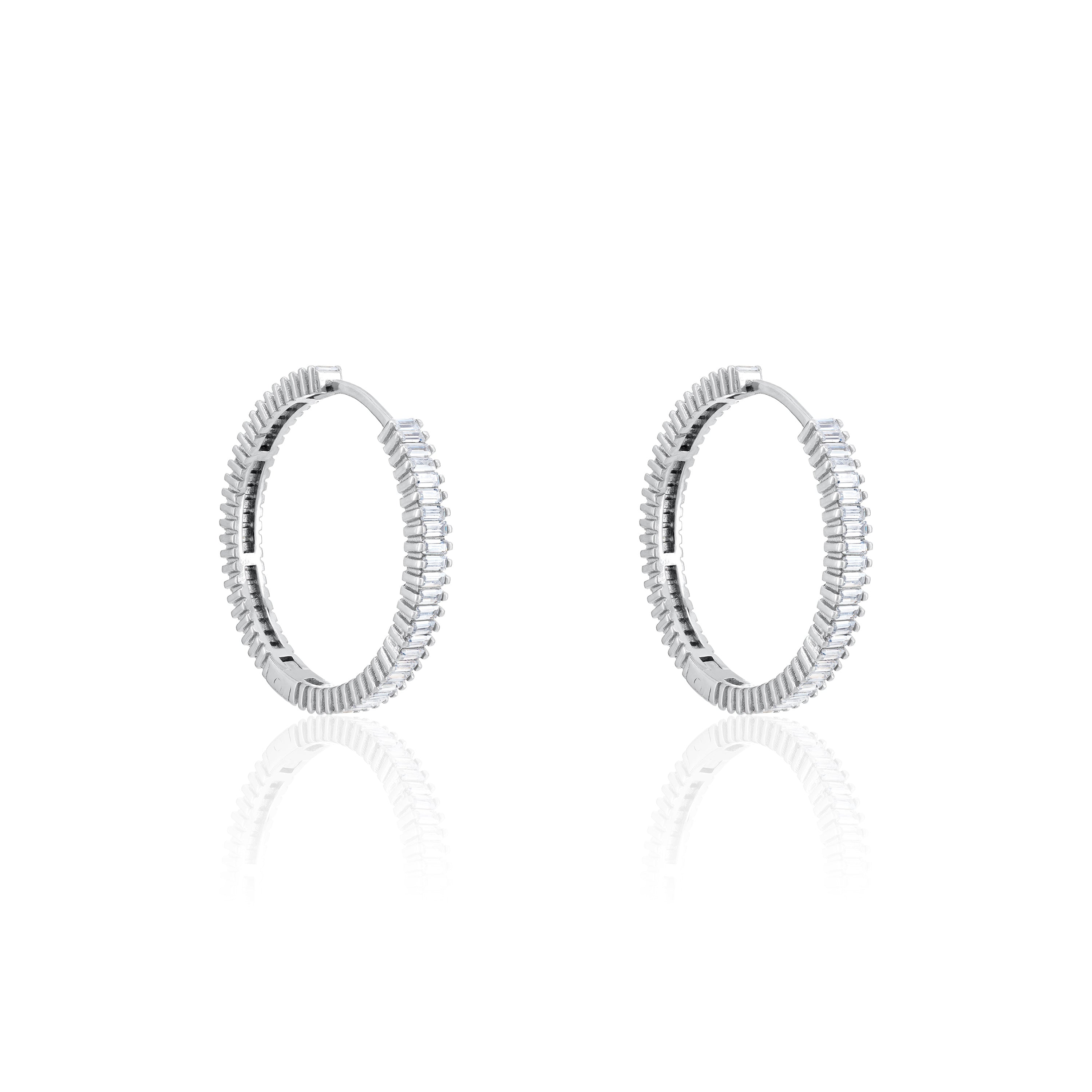 Baguette Eternity Hoop Earrings