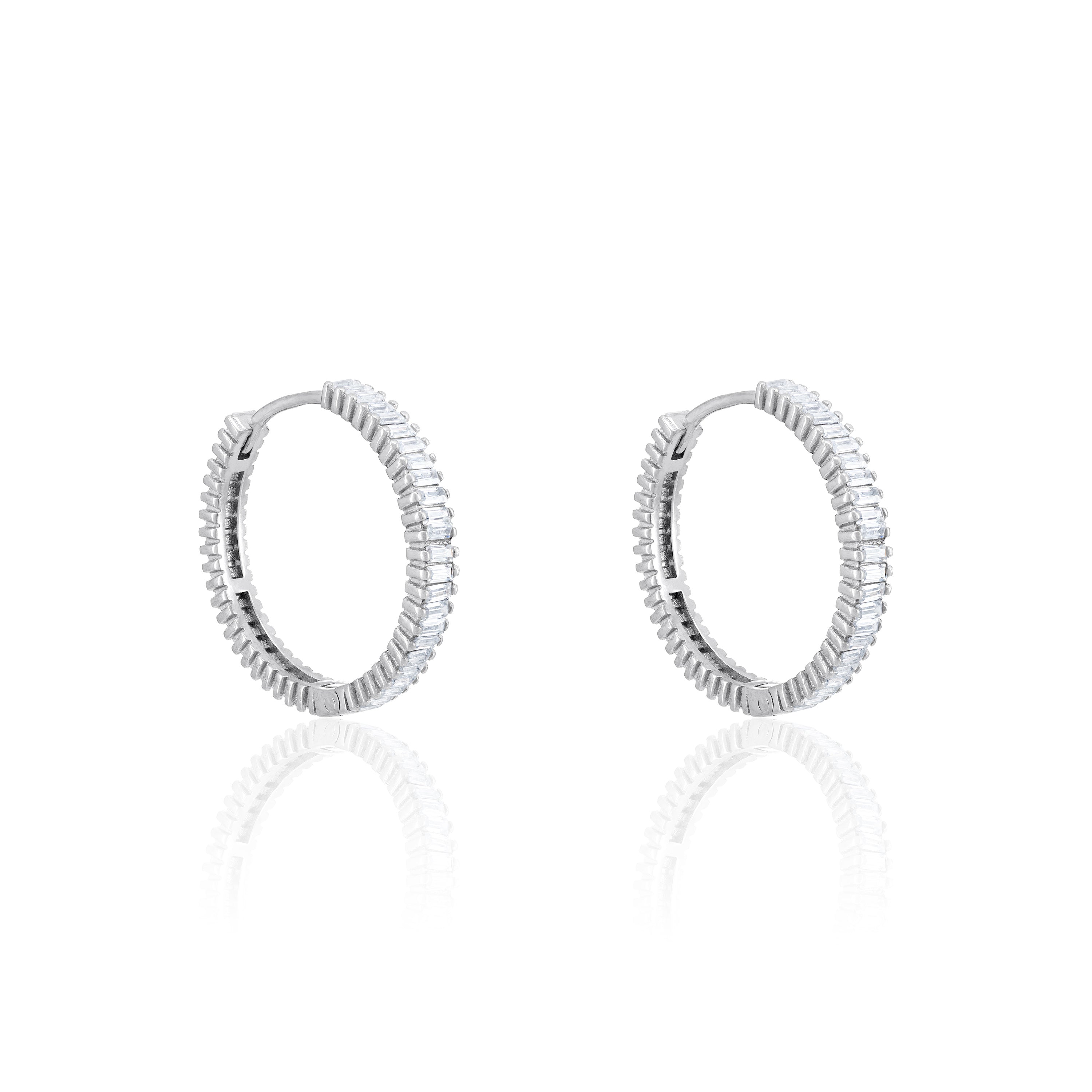 Baguette Eternity Hoop Earrings