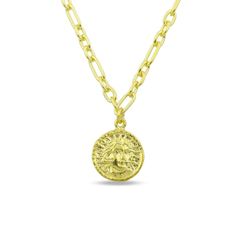 Coin With Figaro Chain Necklace