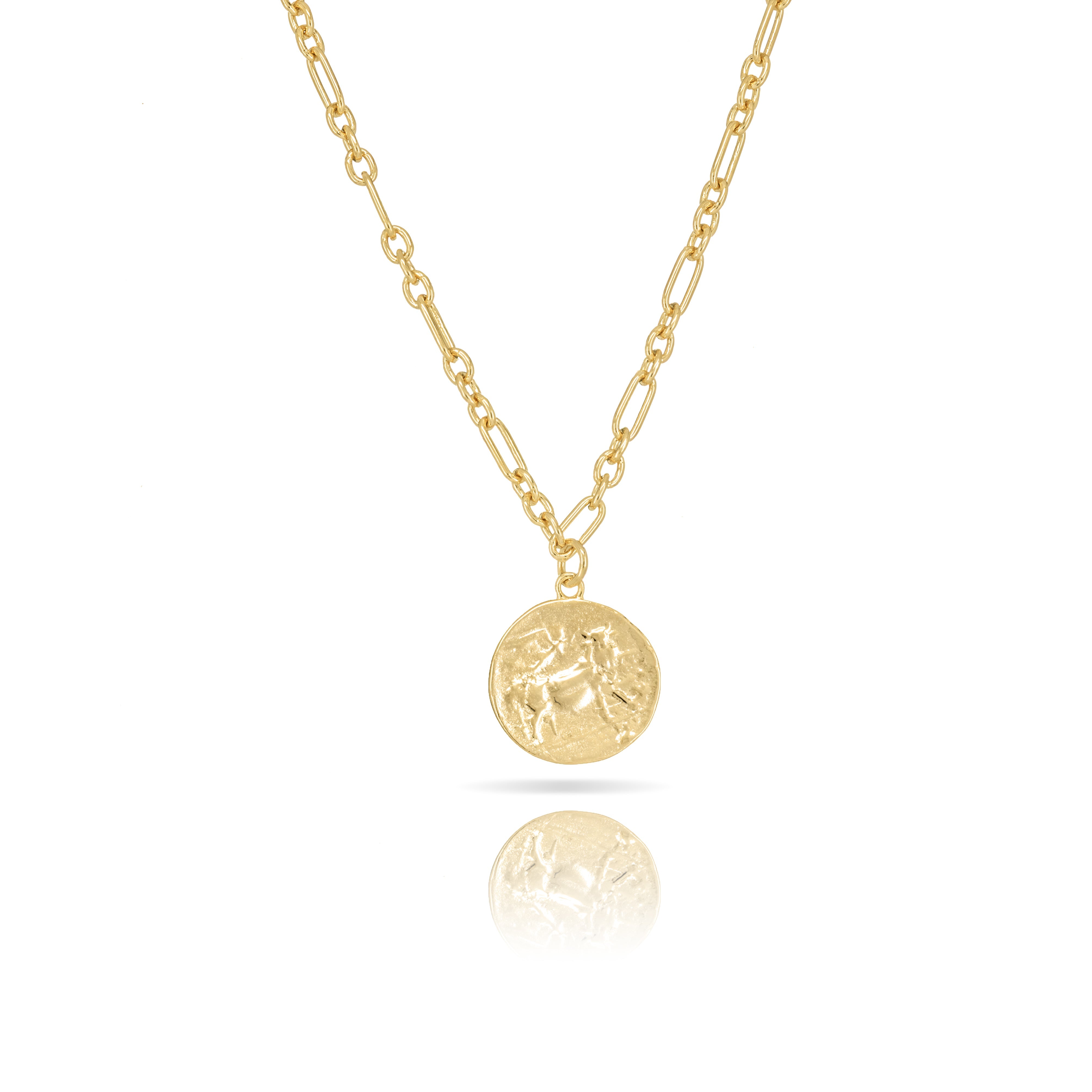 Coin With Figaro Chain Necklace