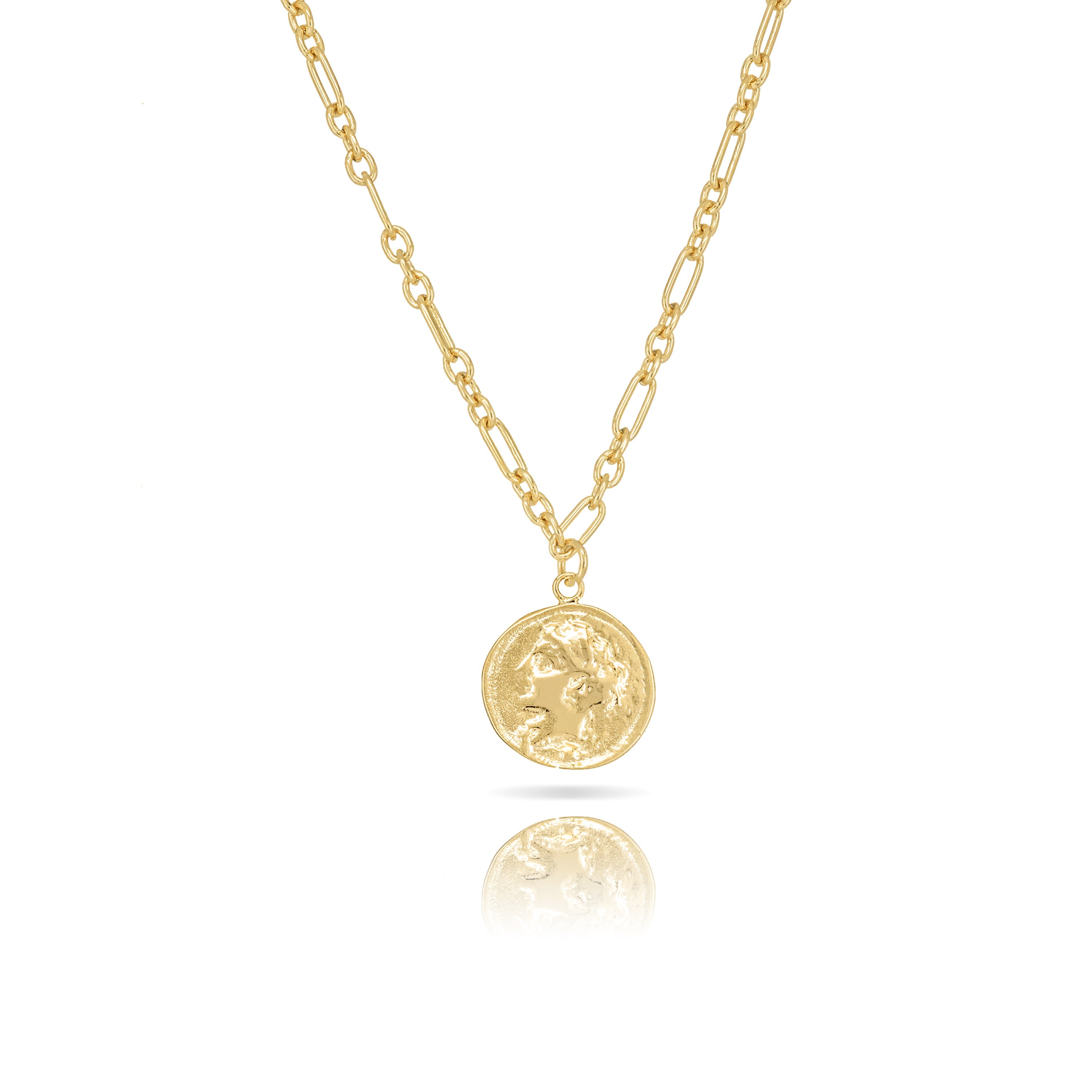 Coin With Figaro Chain Necklace