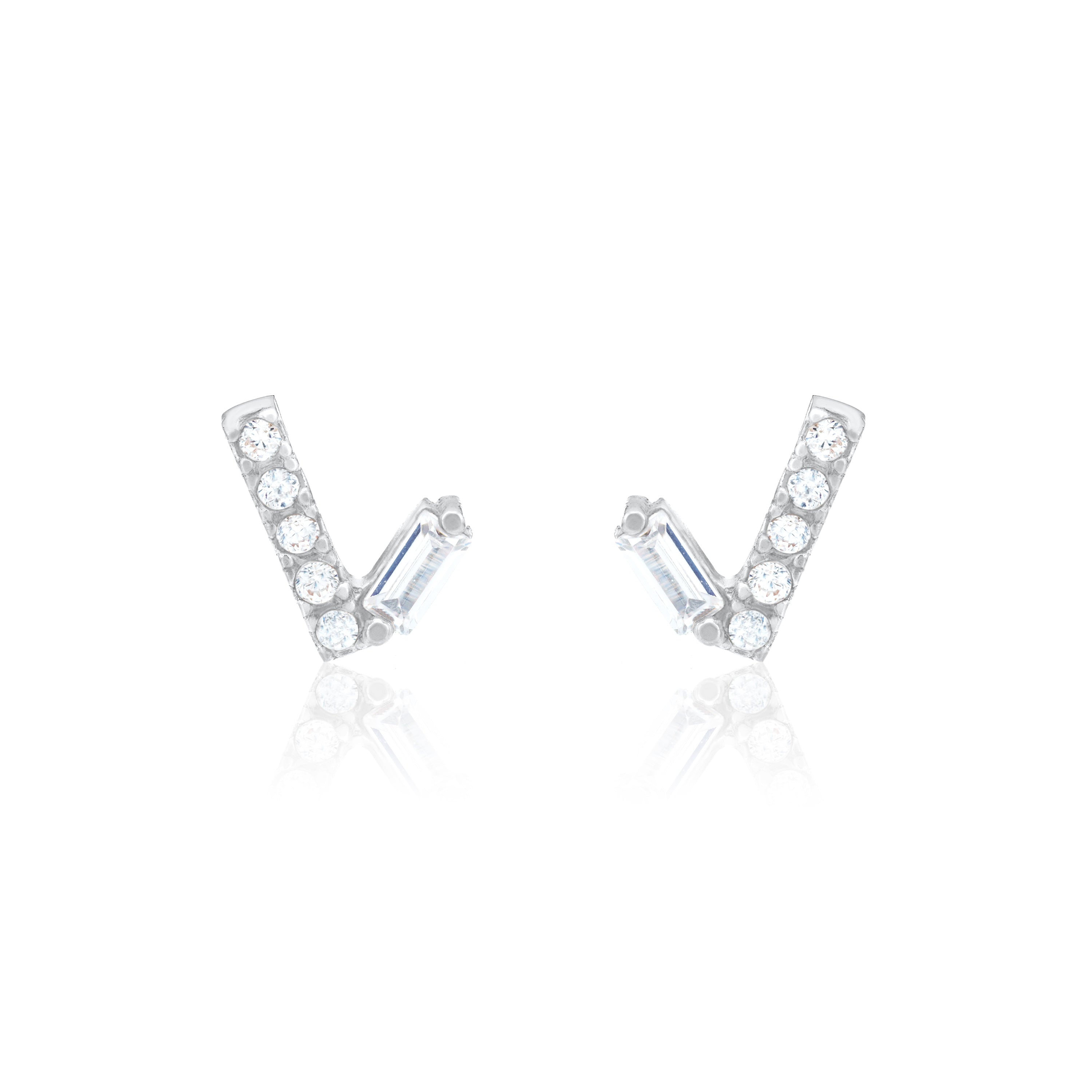 Cubic Zirconia Check Stud Earrings