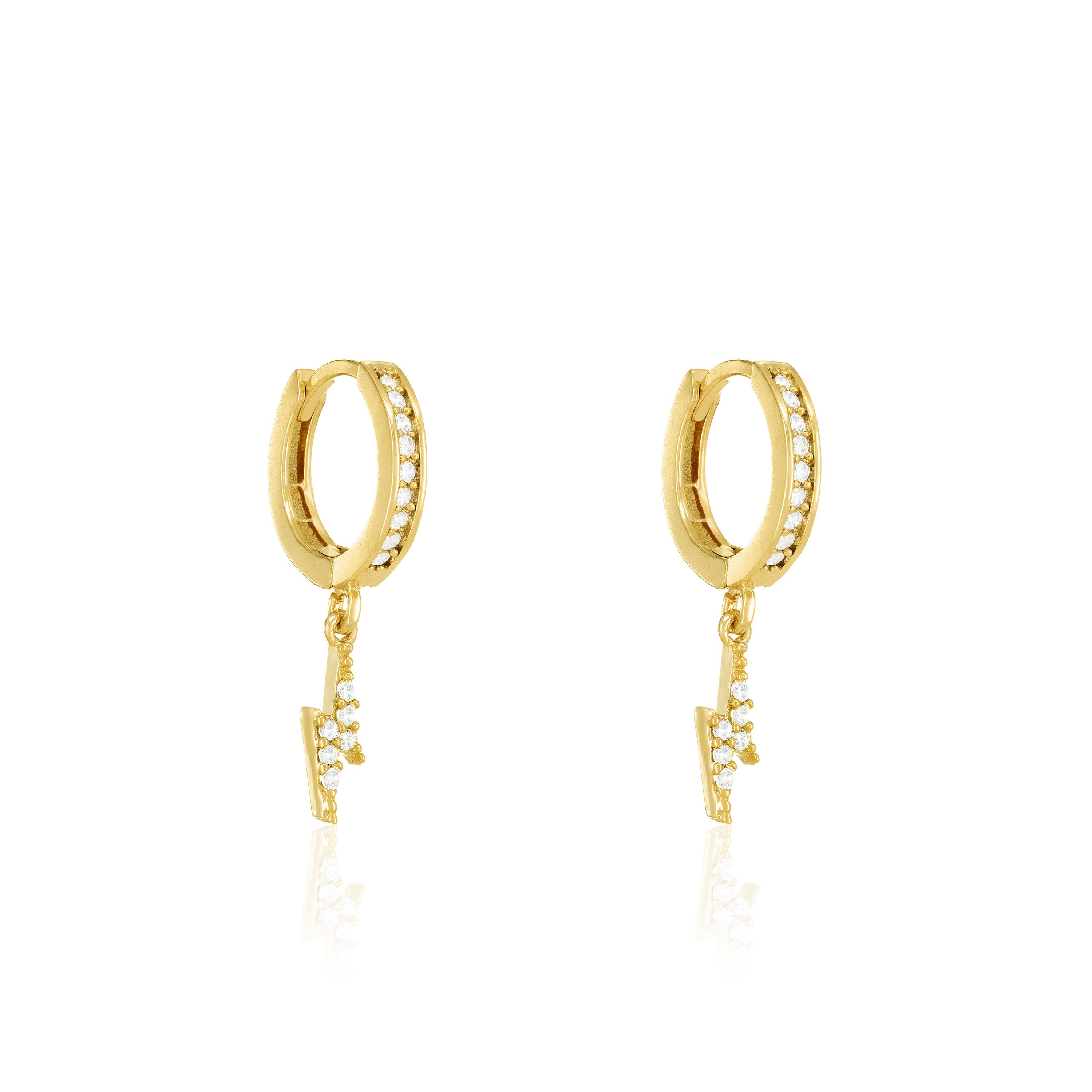 Cubic Zirconia Lightning Bolt Hoop Earrings