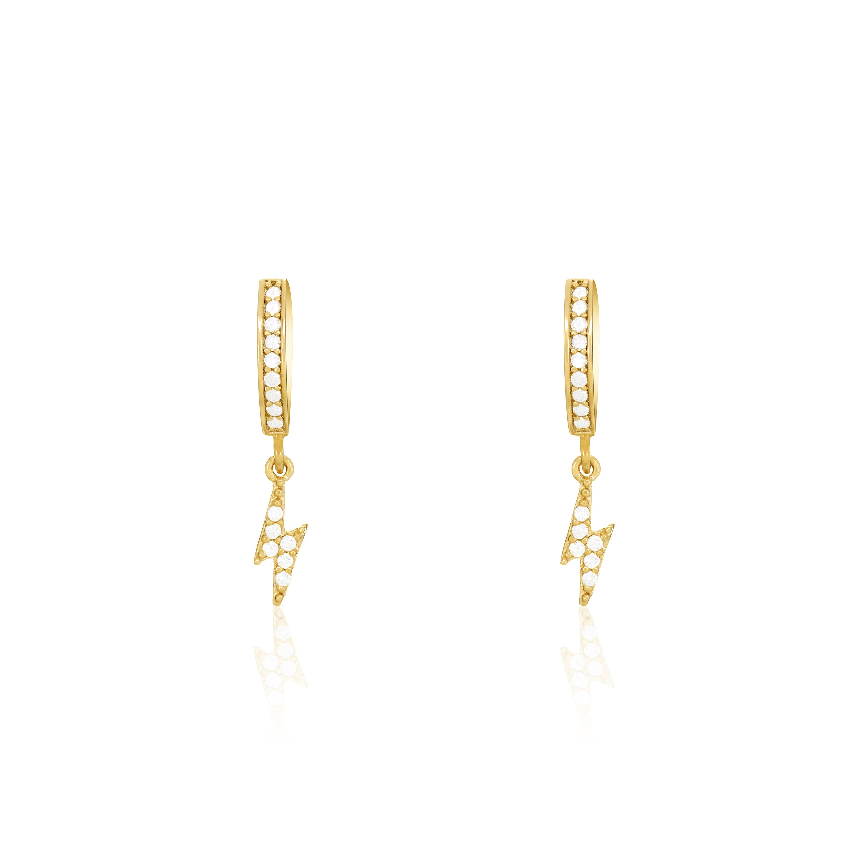 Cubic Zirconia Lightning Bolt Hoop Earrings