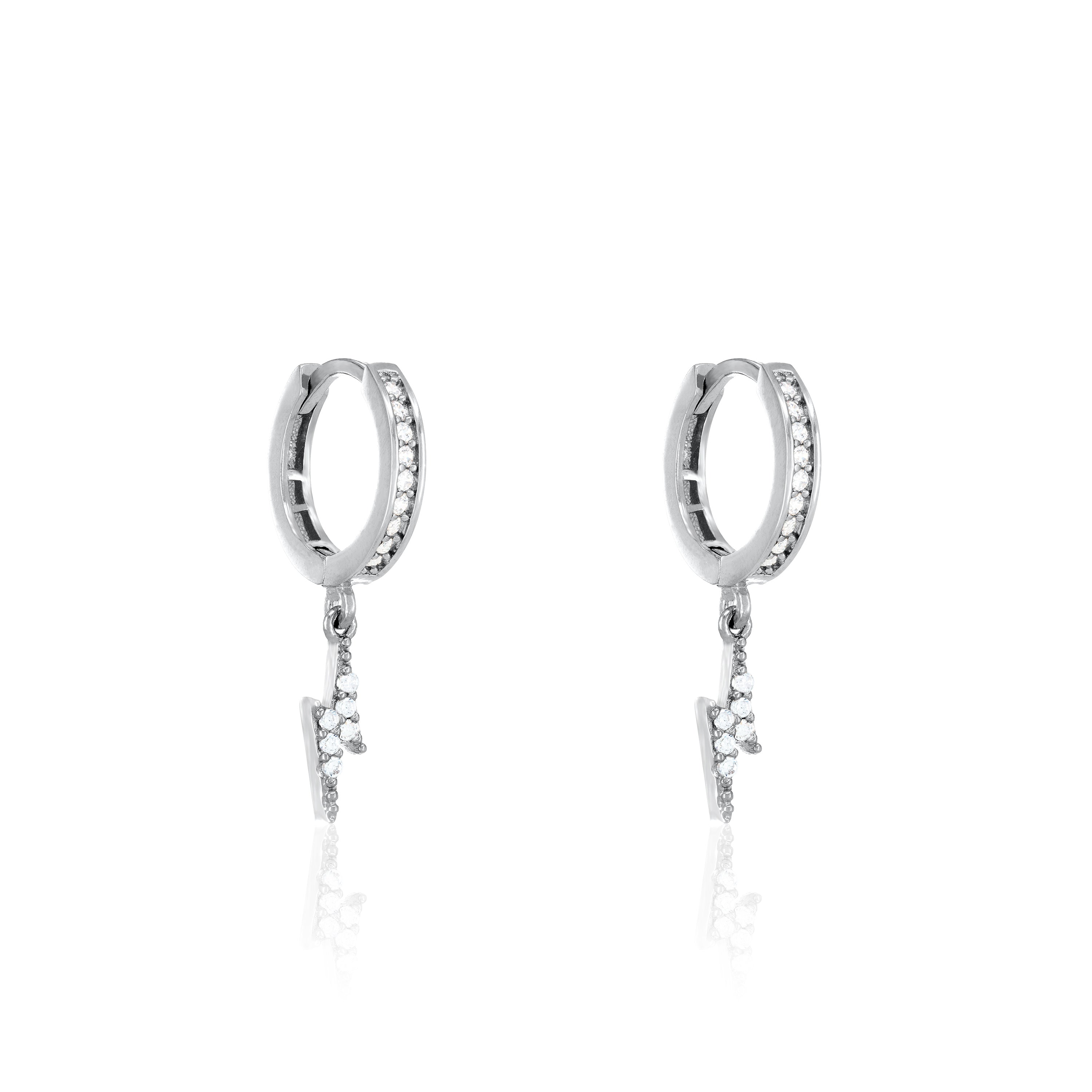 Cubic Zirconia Lightning Bolt Hoop Earrings