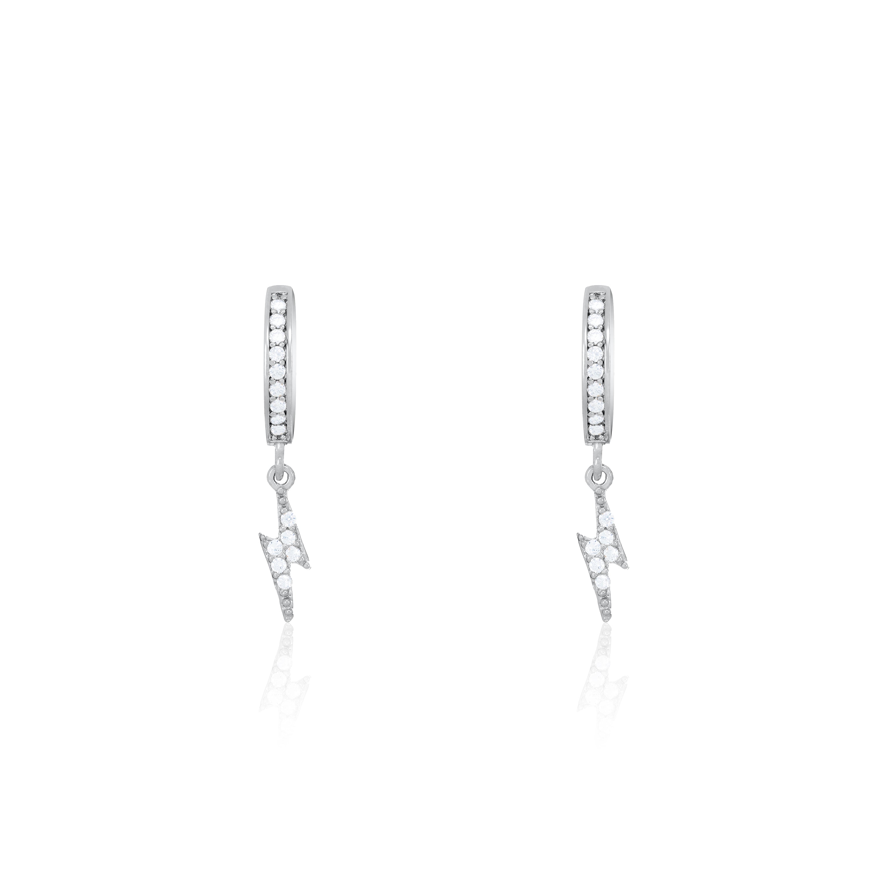 Cubic Zirconia Lightning Bolt Hoop Earrings