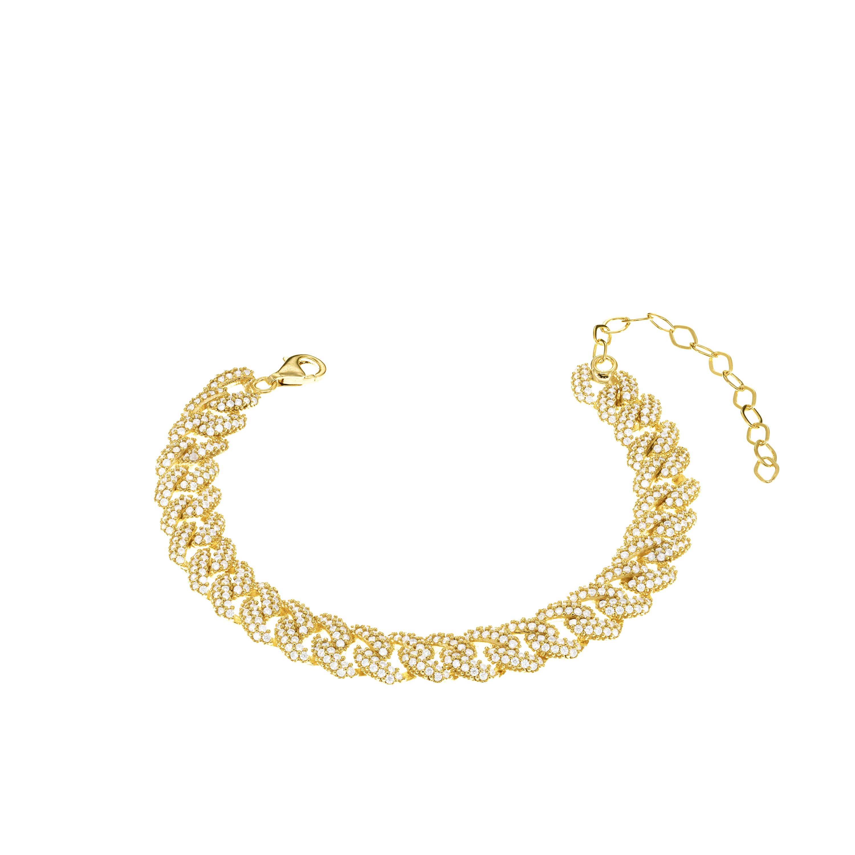 Cubic Zirconia Pave Cuban Chain Bracelet